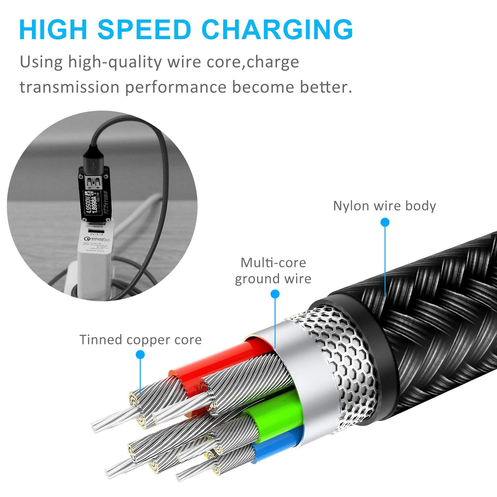 Lhjry 4 In 1 Multi Charging Cable 2Pack 6.6Ft Multiple Charger Cord Usb A To Usb C/Micro Usb Connector For Cell Phone/Tablets/Galaxy/Pads And More