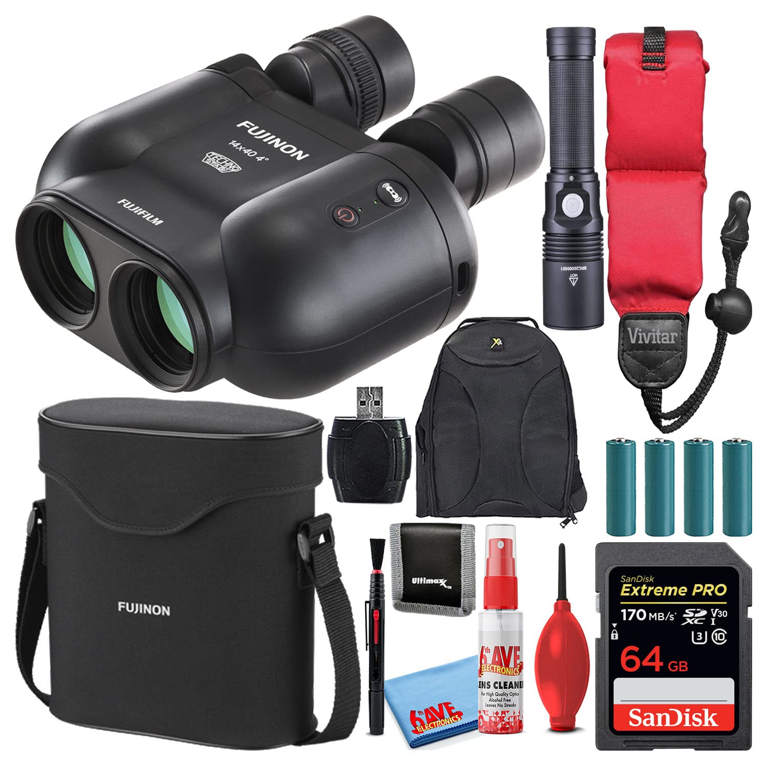 Fujifilm Fujinon 14X40 Tsx1440 Techno Stabi Image Stabilized Binoculars (Black) (16668012) Bundle With Sandisk 64Gb Extreme Pro