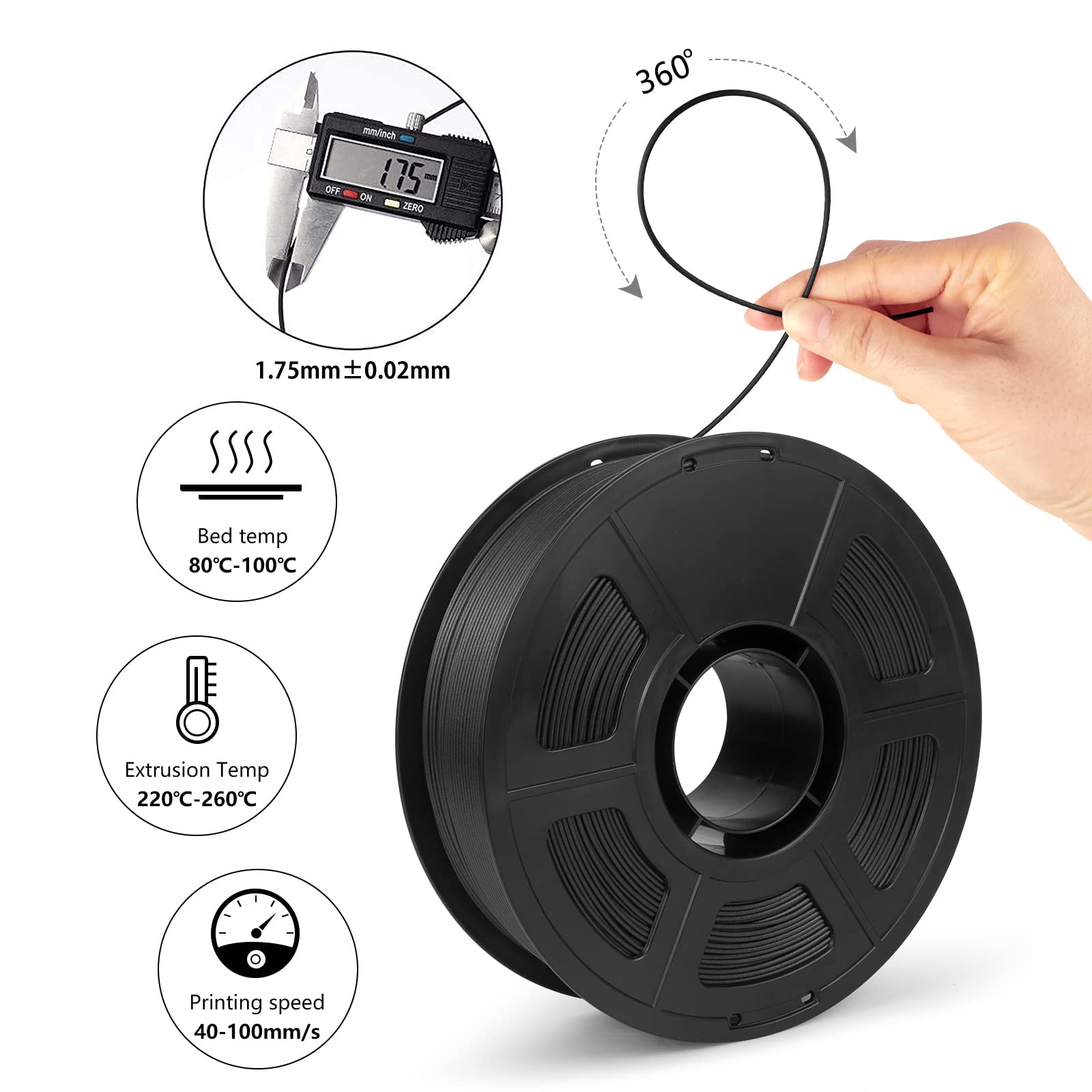 Isanghu Carbon Fiber Abs Filament 1.75Mm, Abs Filament Filled 20% Carbon Fiber, Lightweight High Toughness, Not Brittle, Tangle