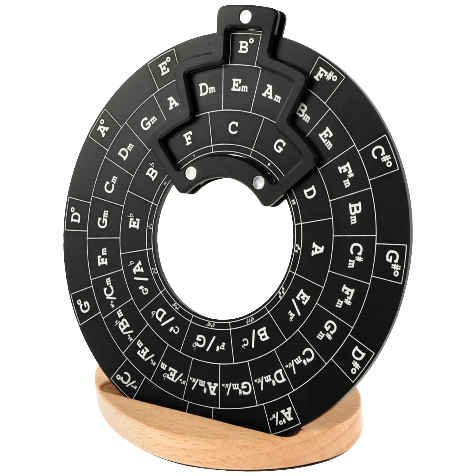 Vmbqrti Circle Of Fifths Wheel Metal With Wooden Stand, Complete With Guitar Chord Chart And Music Theory Book For Musical Instr