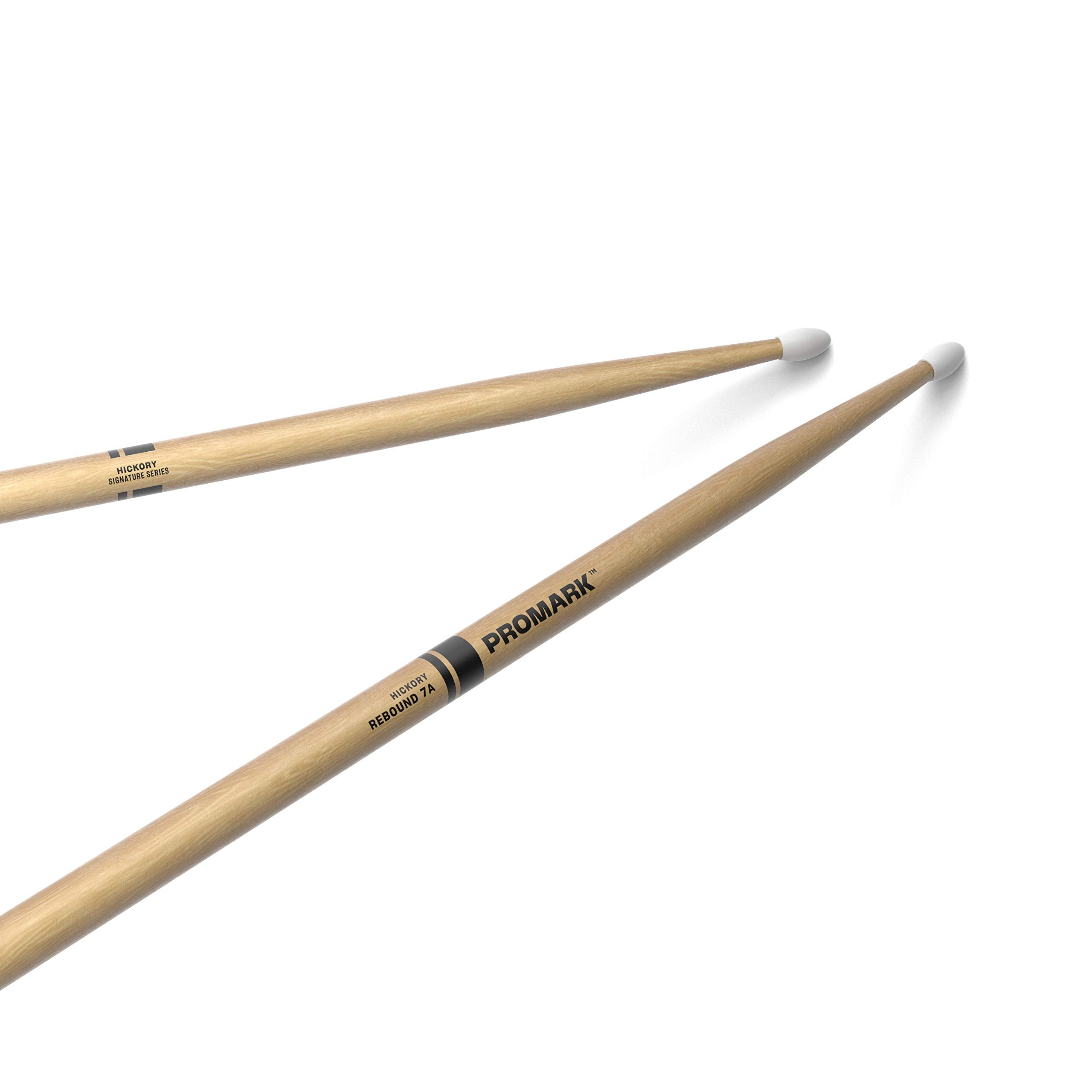 Promark Rebound 7A Hickory Drumsticks, Oval Nylon Tip, One Pair