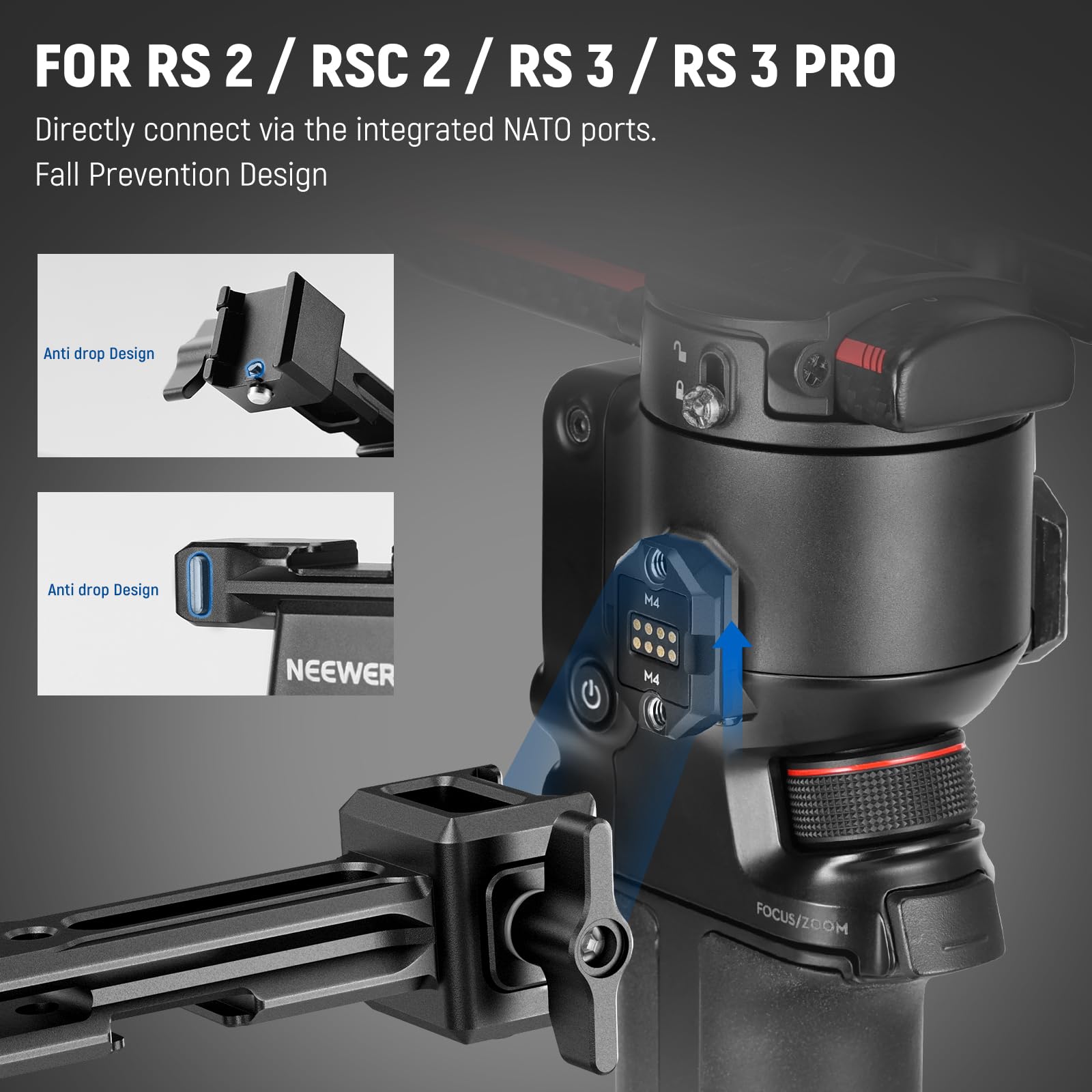 Neewer Dual Handgrip Compatible With Dji Rs4 Rs4 Pro Rs3 Rs3 Pro Rs2 Rsc2 Ronin S Sc Gimbal, Dual Handle Kit With 2 Mini Nato Ra