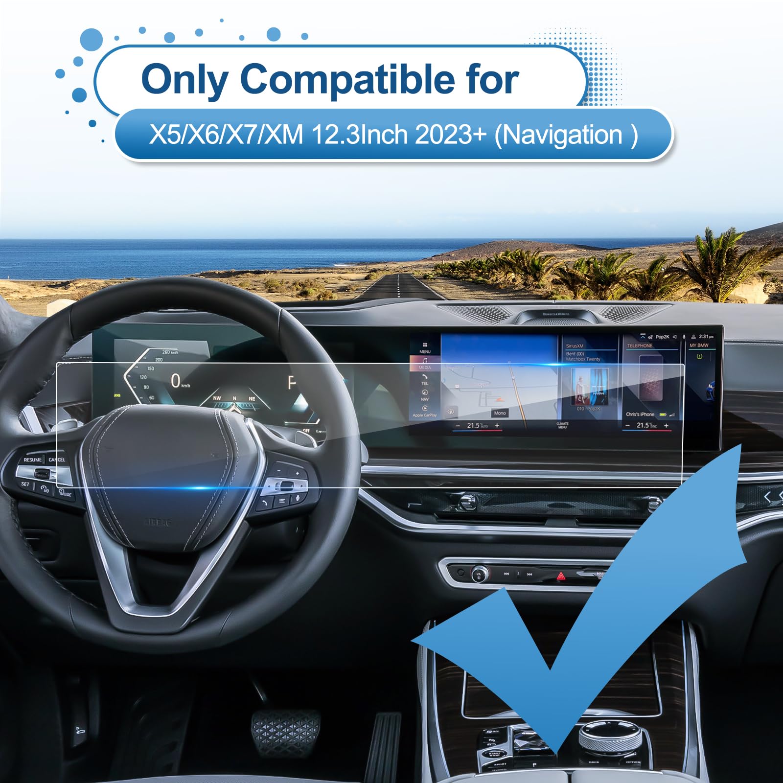 Coleya Updated 2024 2025 X5 X6 X7 Xm Screen Protector For Bmw Idrive 8 (14.9Inch Navi+12.3Inch Dash) Display, 9H Tempered Glass