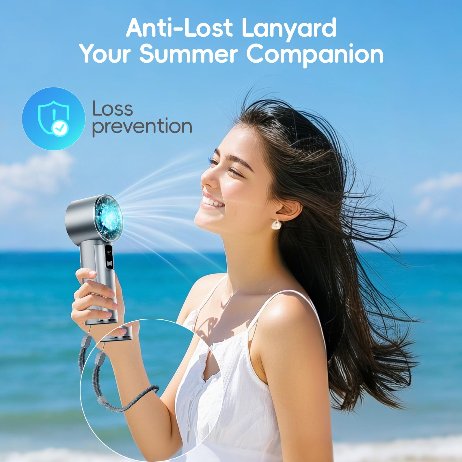 Panergy High Speed Handheld Fan With Ice Cooler,1-100 Speed Adjustable Mini Turbo Fan, 4000Mah Battery Rechargeable & Digital Di