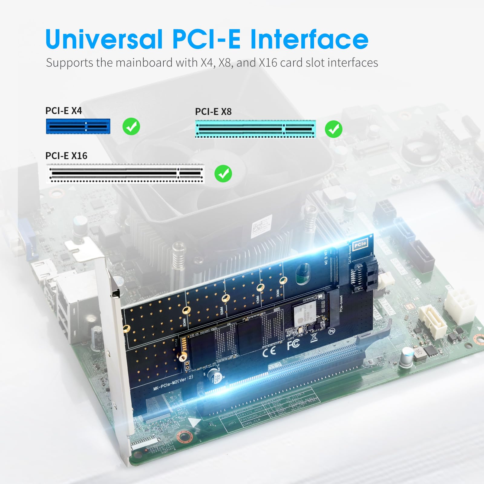 Eluteng Dual M.2 Pcie Adapter Nvme/Ngff To Pcie X4 Expansion Card 32Gbps Pcie Nvme Ssd Adapter Compatible With B Key/M Key/B&M K