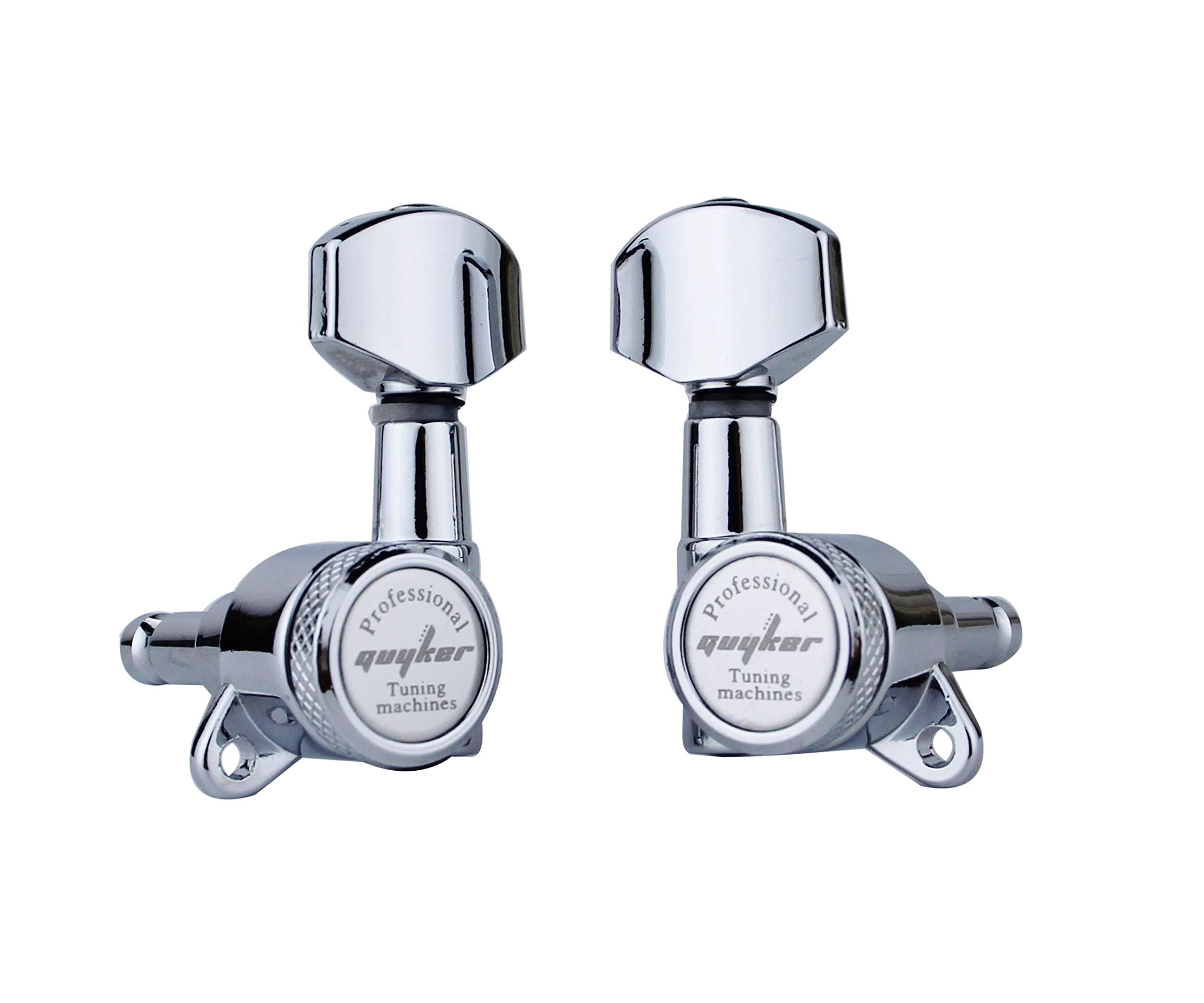 Guyker Guitar Locking Tuners (3L + 3R Handed)   1:18 Lock String Tuning Key Pegs Machine Head With Hexagonal Handle Replacement
