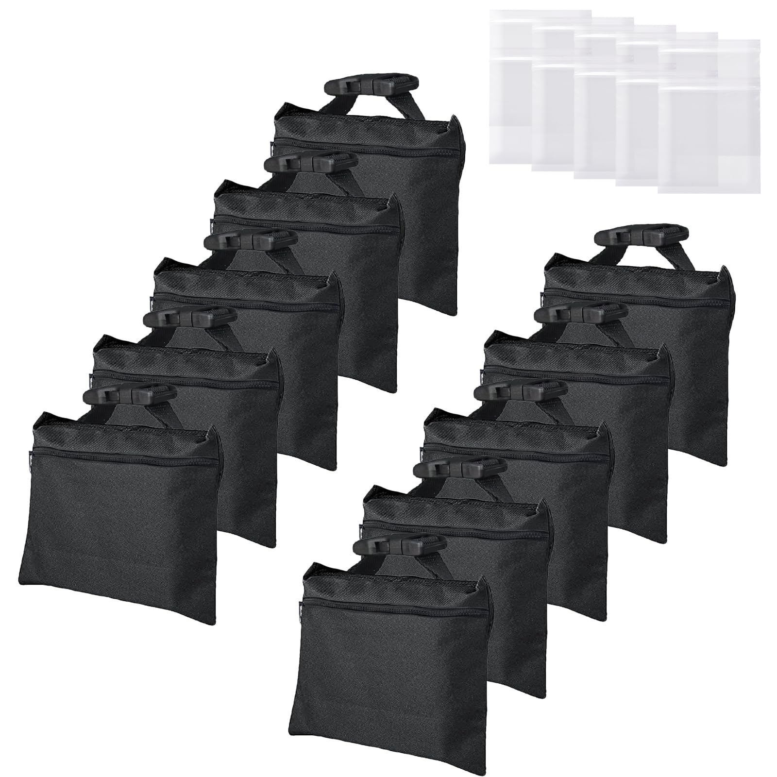 Ifkdnr 10 Packs Sandbags With 10 Pe Bags, Heavy Duty Sand Bags, Sand Bags For Weight With Zipper And Buckle Straps For Support L