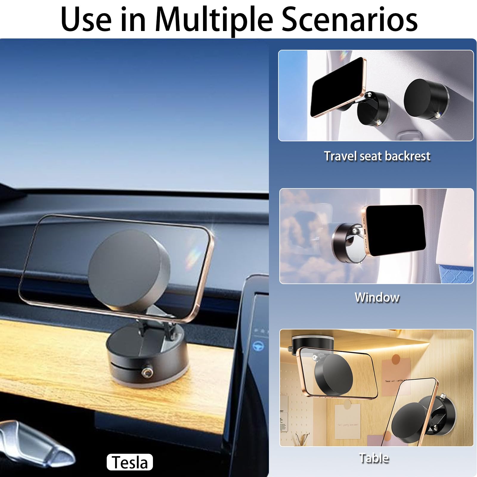 Serendipity Phone Mount For Tesla Model 3/Y/X/S/Cybertruck, Foldable And Retractable Vacuum Phone Holder, Tesla Model 3 Y X S Cy