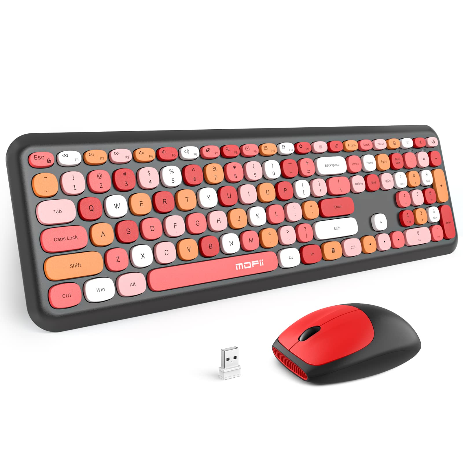 Mofii Wireless Keyboard And Mouse Combo Silent, Slim Compact 2.4G Usb Full Size, Cute Keyboard 110 Keys For Pc, Notebook, Macboo