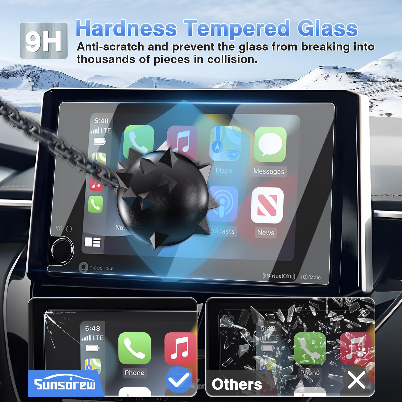 Sunsdrew 2Pcs Screen Protector For 2023 2024 2025 Toyota Corolla/Corolla Cross/Rav4/Highlander/Prius Accessories 8 Inch Touch Screen Radio Display Protector 9H Tempered Glass Protective Film Anti Glare