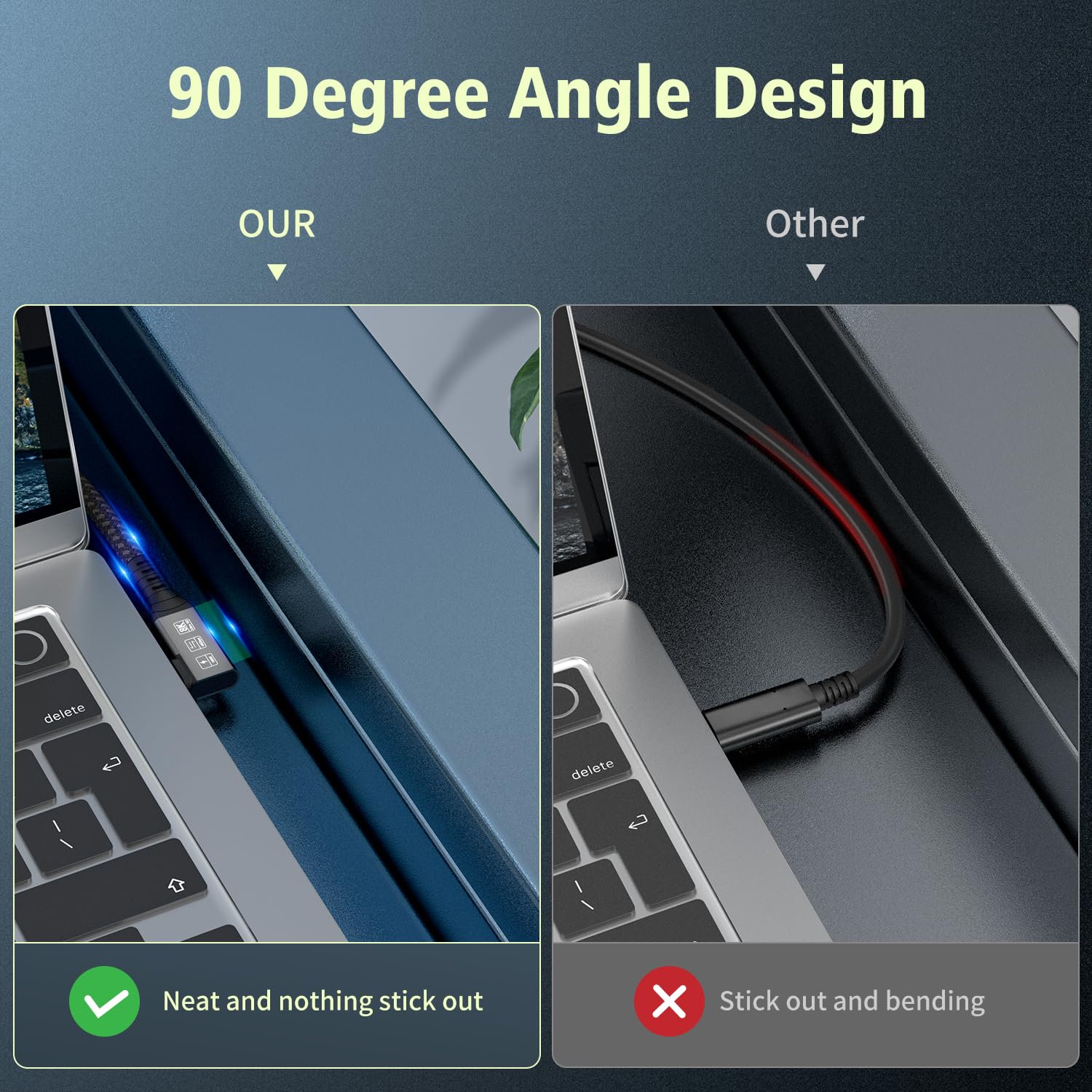 Chenlenic 90 Degree Usb C 3.2 Extension Cable, 2 X Usb 3.2 Gen2 Type C Male To Female Extender Cable Ultra 4K@60Hz 240W Charging 20Gbps Data Transfer With Ssd (2, 2 X 90 Degree Extension 20G 240W 1M)