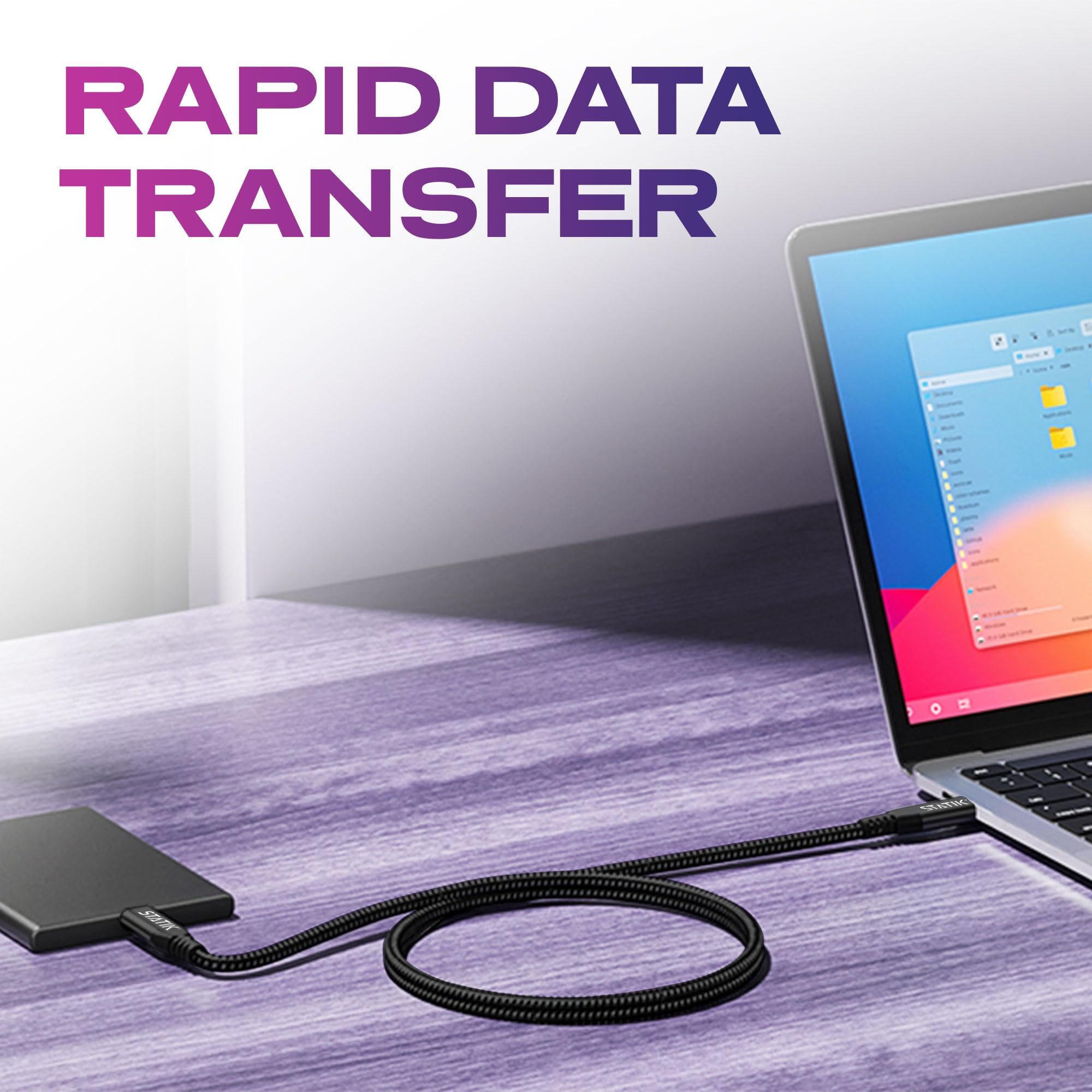 Statik Durabraid 27W Apple Iphone Charger Usb C For Rapid Data Transfer, Apple Usb C Cable W Durable Nylon Braided, Apple Fast C