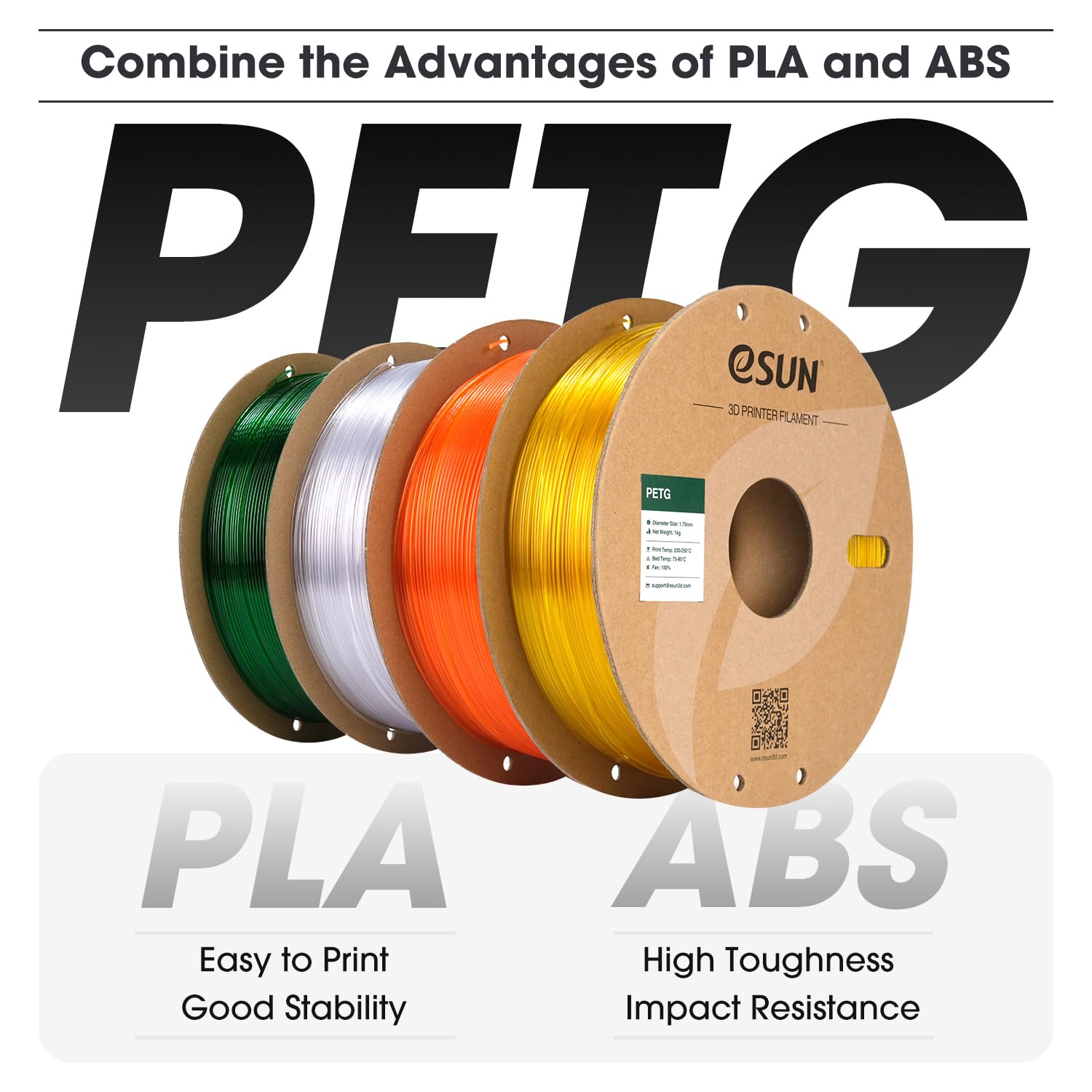 Esun Petg Filament 1.75Mm, 3D Printer Filament Petg, Dimensional Accuracy +/  0.05Mm, 1Kg Spool (2.2 Lbs) 3D Printing Filament F