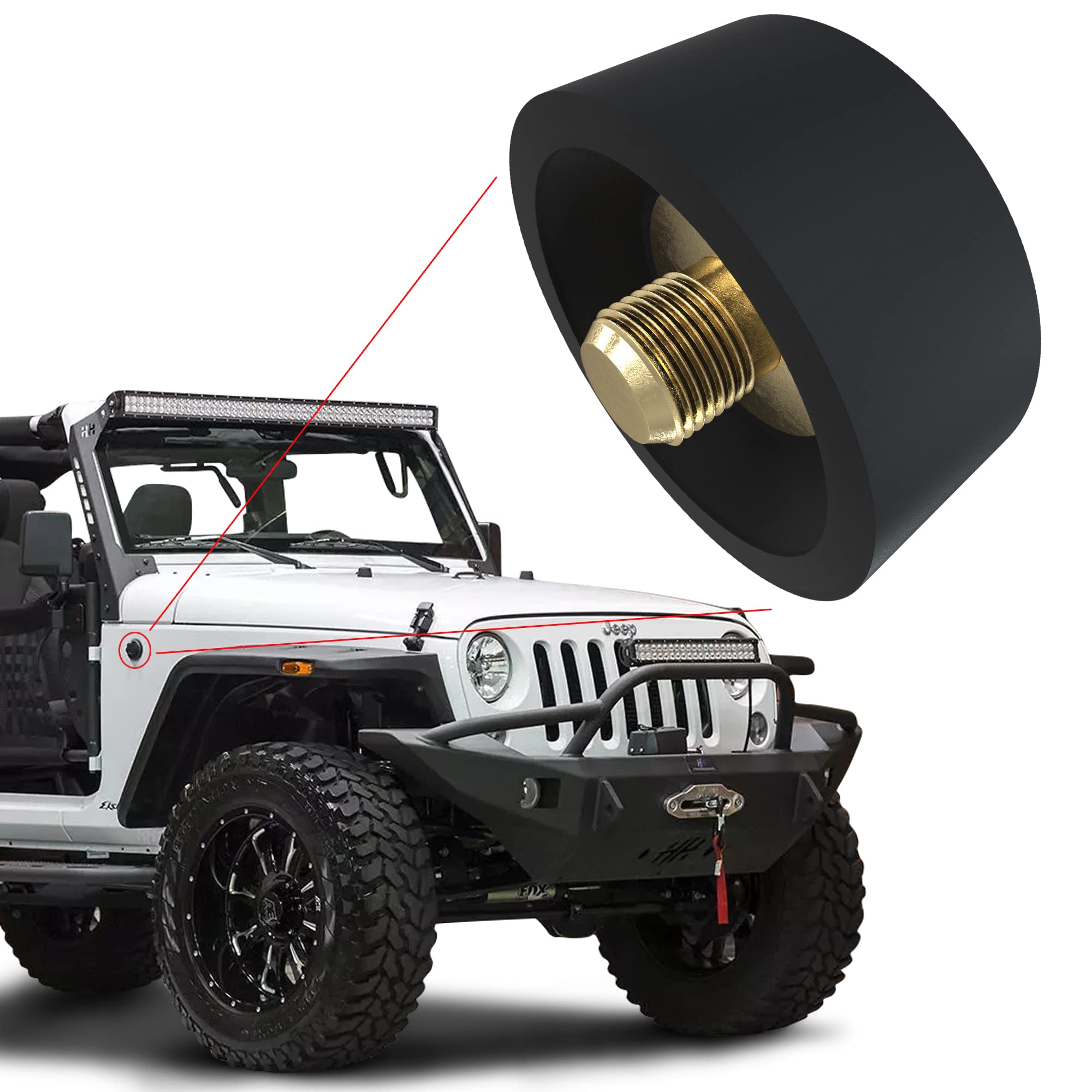 Basiker Antenna Delete Cap Fit For Jeep Wrangle Gladiator Jk Jl Rubicon Sport Unlimited 4Xe Willys Mojave, Car Wash Proof Jeep A