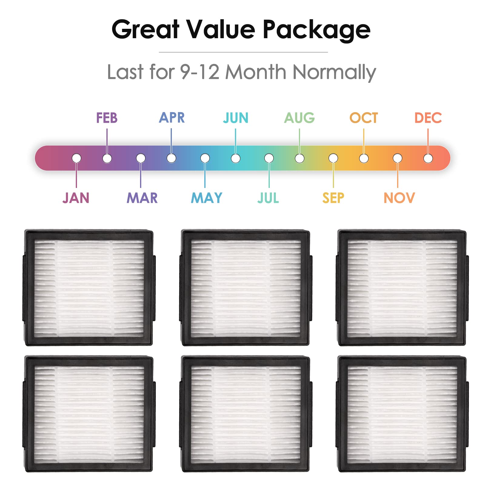 (6 Pack) Combo 10 Max Replacement Hepa Filter Compatible With Irobot Roomba Combo J7+ Plus/Combo J9+/ Combo 10 Max Robotic Vacuu