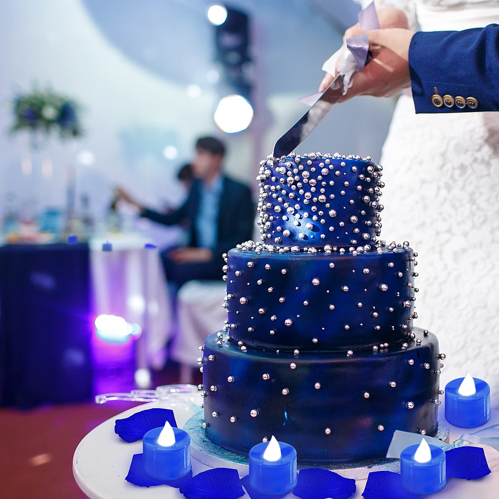 600 Pieces Artificial Rose Petals With 12 Pieces Led Tea Lights Candle Romantic Candle For Romantic Night Valentine'S Day Annive