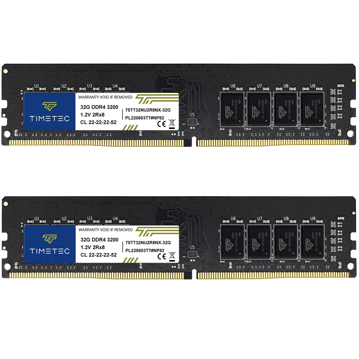 Timetec 64Gb Kit(2X32Gb) Ddr4 3200Mhz (Or 2933Mhz Or 2666Mhz) Pc4 25600 Non Xmp Cl22 1.2V Non Ecc Unbuffered 2Rx8 Dual Rank 288