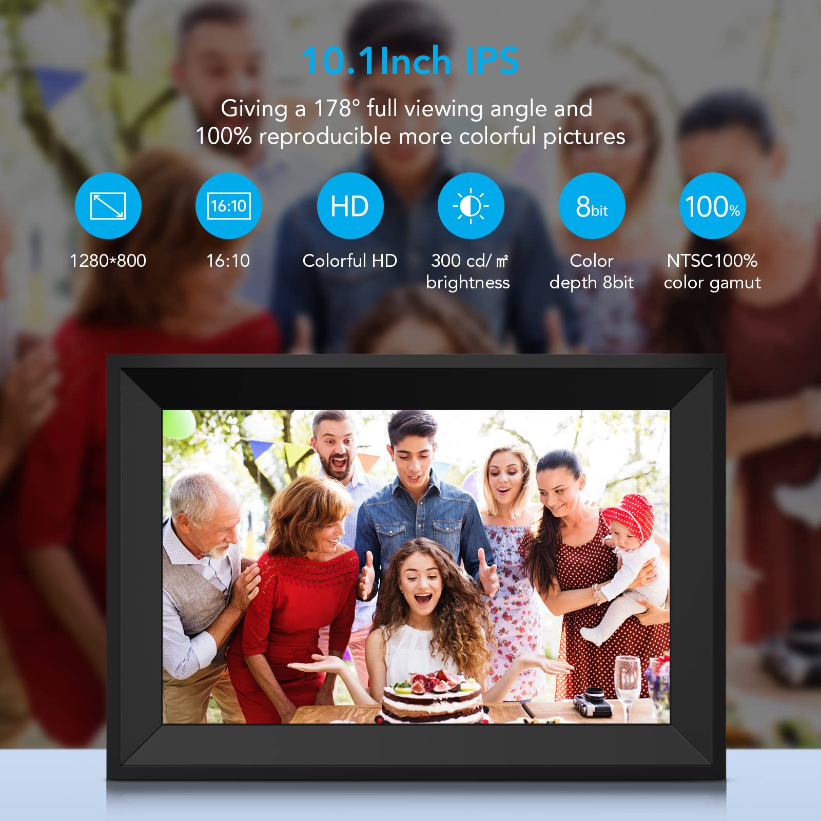 Frameo Digital Picture Frame 10.1 Euker Wifi Digital Photo Frames Ips Touch Screen, 16Gb Storage, Share Photos/Videos Instantly And Remotely Via Free Frameo, Great Gifts For Friends And Family