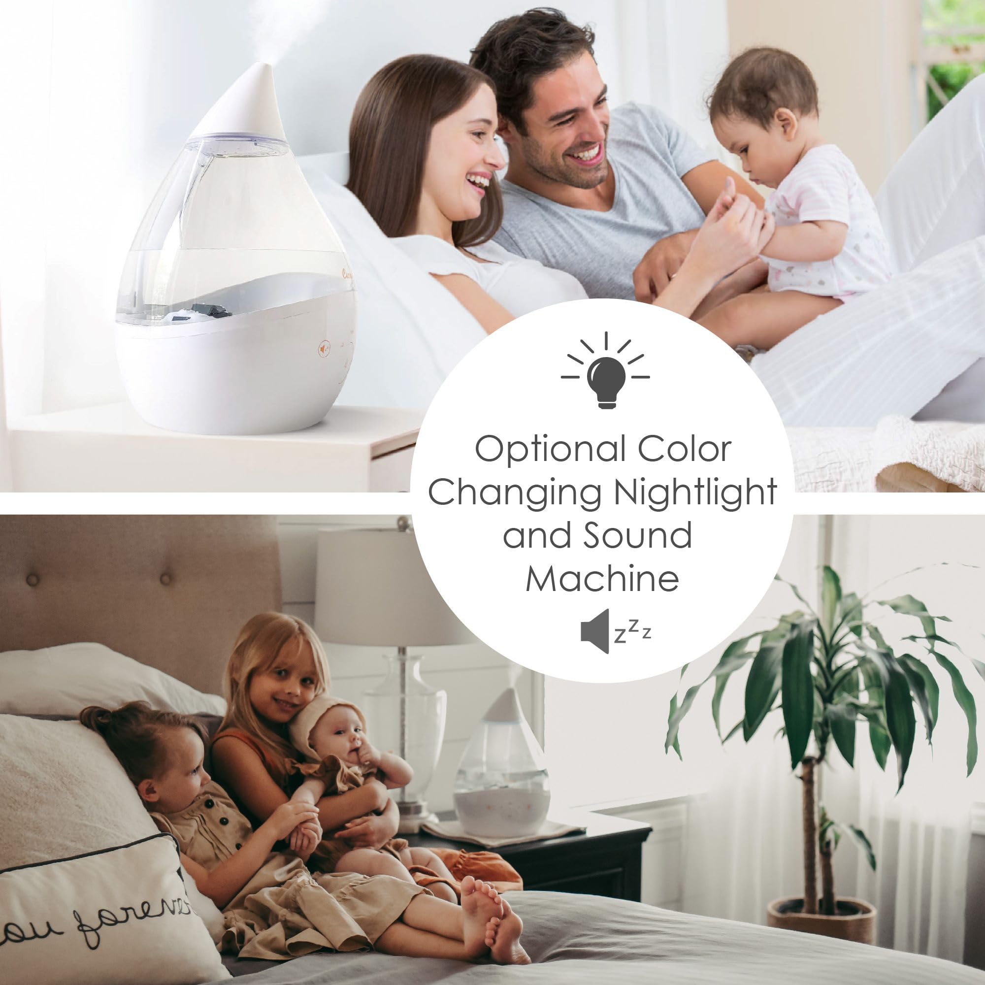 Crane Ultrasonic Humidifiers For Bedroom And Office, 1 Gallon 4 In 1 Cool Mist Air Humidifier For Large Room And Home, Humidifie