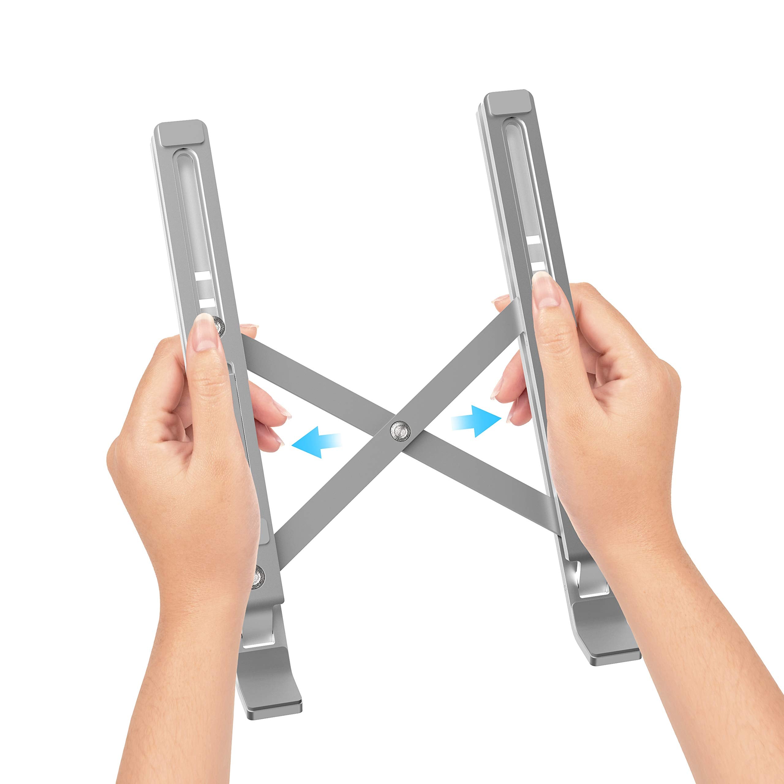 Aduro U Rise Steel Ergonomic Laptop Stand Adjustable Height Aluminum Monitor Stand Riser Compatible with 10 15.6' Laptop Silver