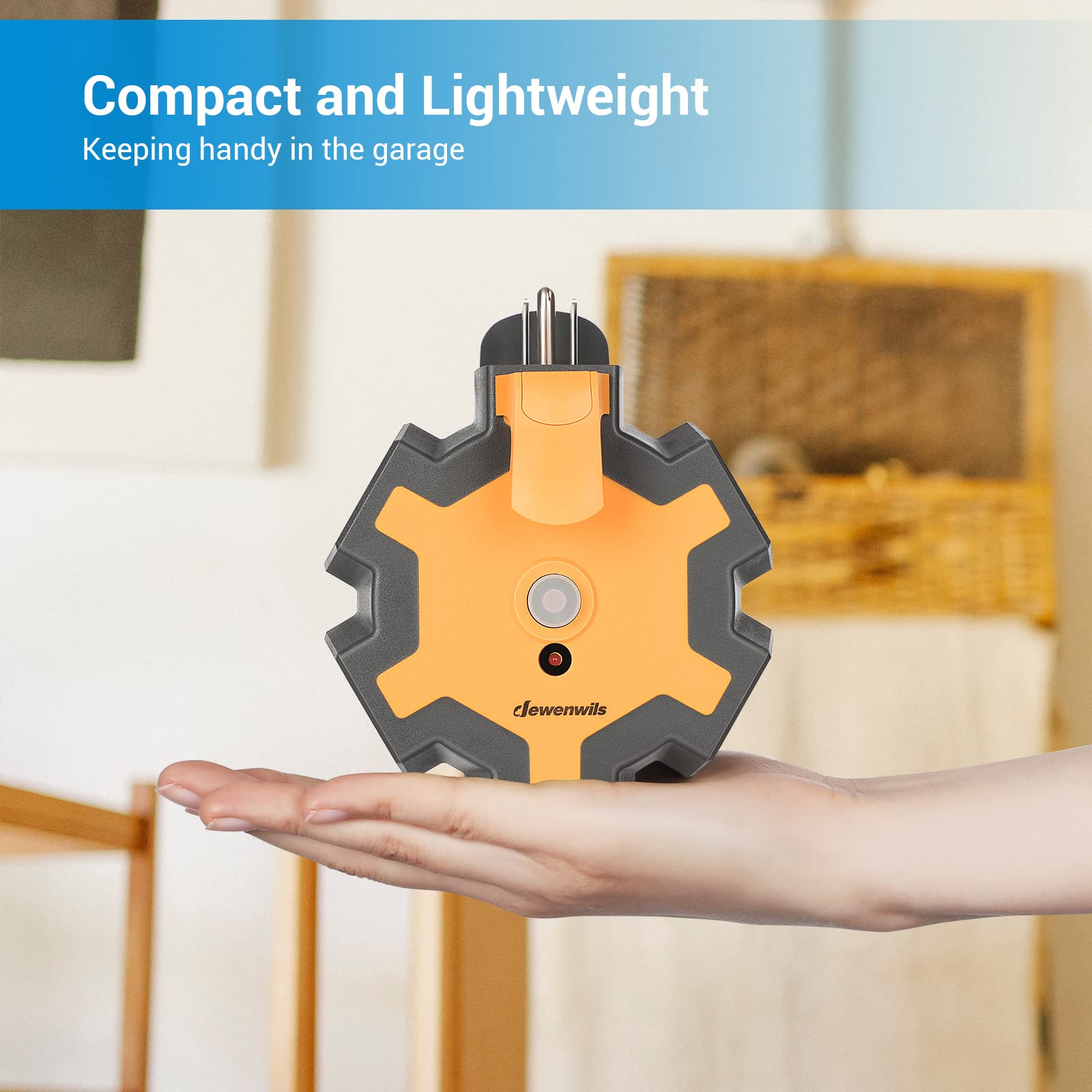 Dewenwils Outdoor Extension Cord Power Adapter, Heavy Duty 5 Outlet Power Hub With Swivel Safety Covers, Widely Spaced Power Out