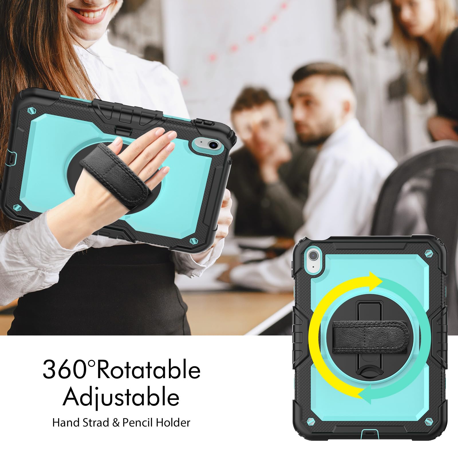 Sibeitu Case Compatible With Ipad 10Th Generation 10.9'', Ipad 10 Case With Screen Protector And Pencil Holder Full Body Drop Pr