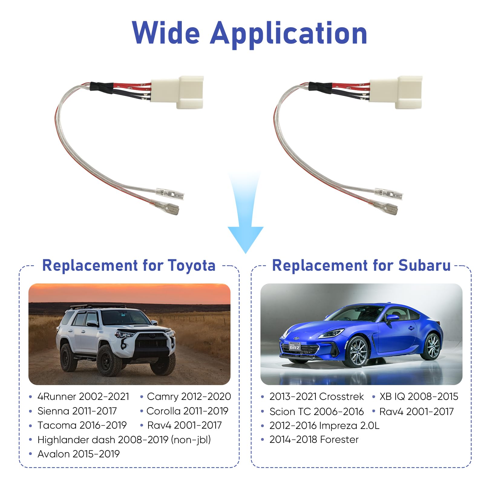 Car Dash Tweeter Speaker Wiring Harness Replacement For Toyota Corolla/Camry 2012 2020, Rav4 2015 2019, Subaru Forester/Impreza