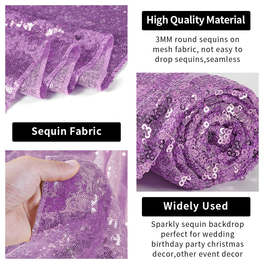 Hahuho Lavender Sequin Backdrop Curtain, 4Pcs 2Ftx8Ft Glitter Backdrop Curtain For Parties, Christmas, Wedding, Party Decoration