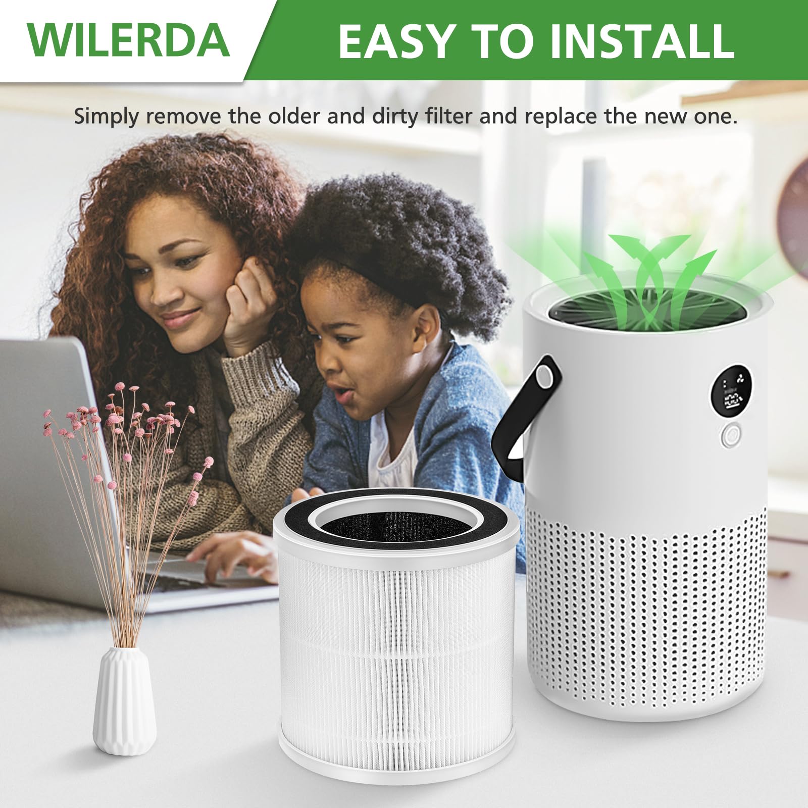 2 Pack True Hepa Replacement Filters Only Compatible With Proton Pure Air Purifier, 3 Step Filtration System, H13 True Hepa Filt