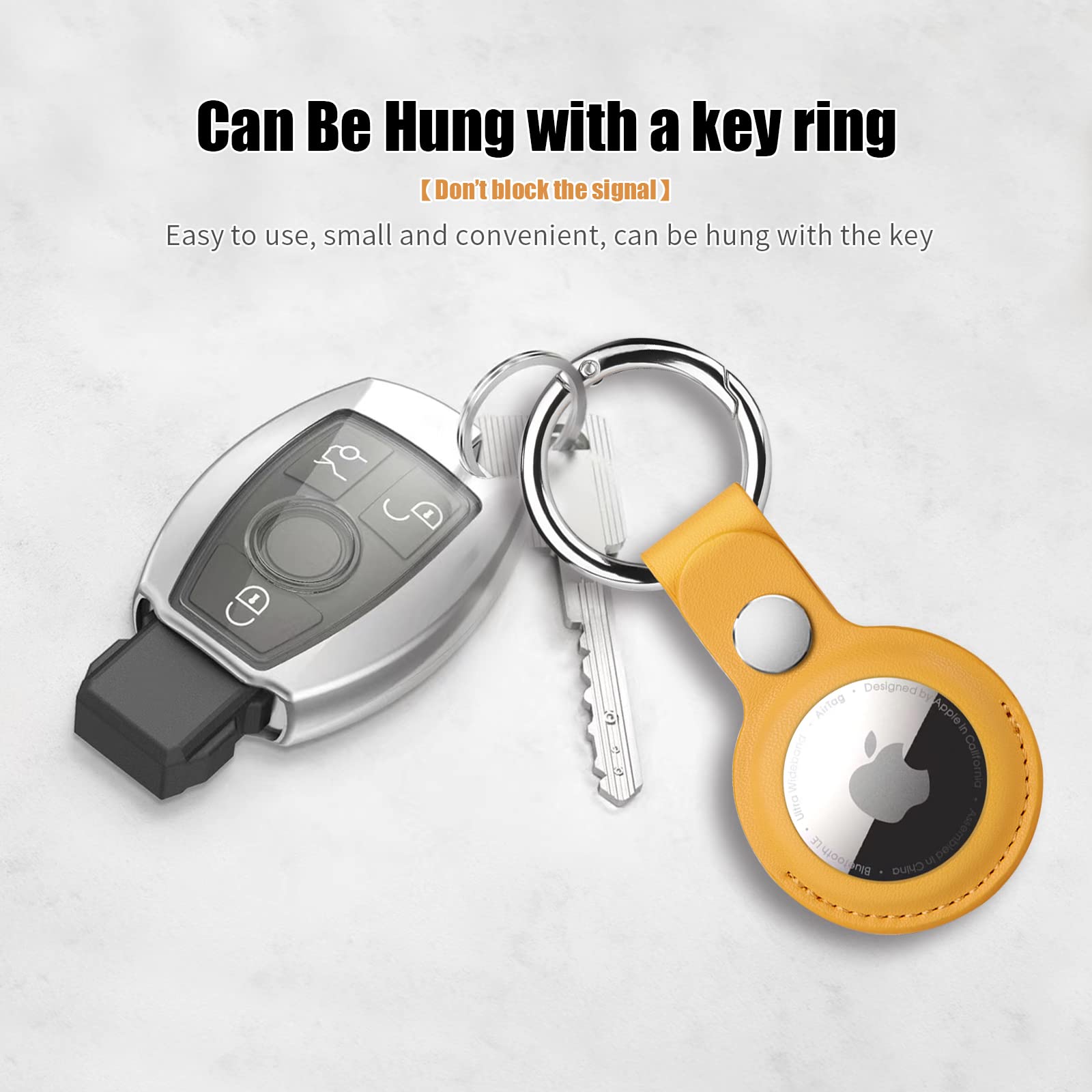 4 Pack Airtag Holder, Air Tag Keychain, Pu Leather Airtag Case, Air Tagsmate For Luggage, Comes With Ring Metal Snap Keyring For