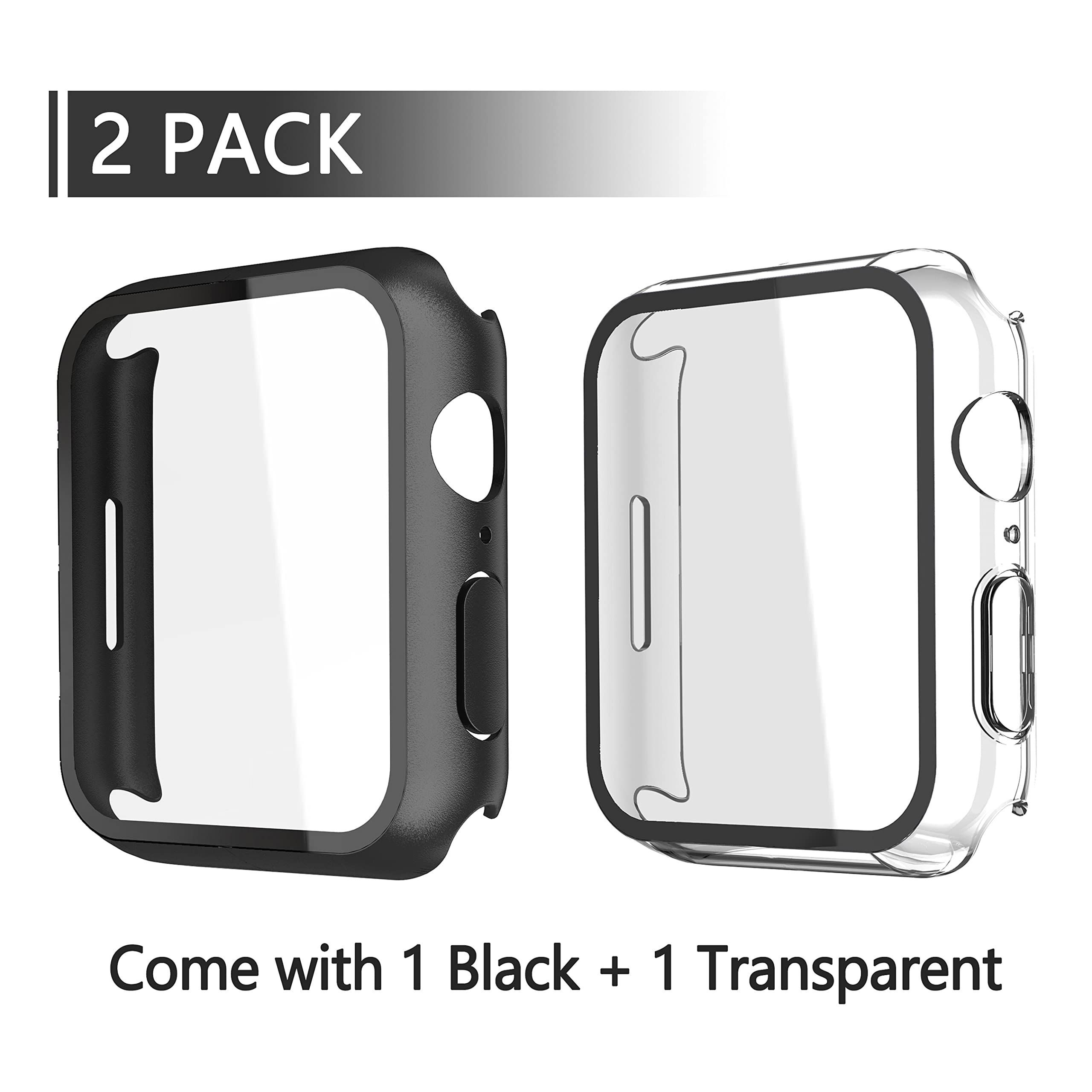 Misxi 2 Pack Pc Case With Tempered Glass Screen Protector Compatible With Apple Watch Series 9 (2023) Series 8 Series 7 45Mm, Ul