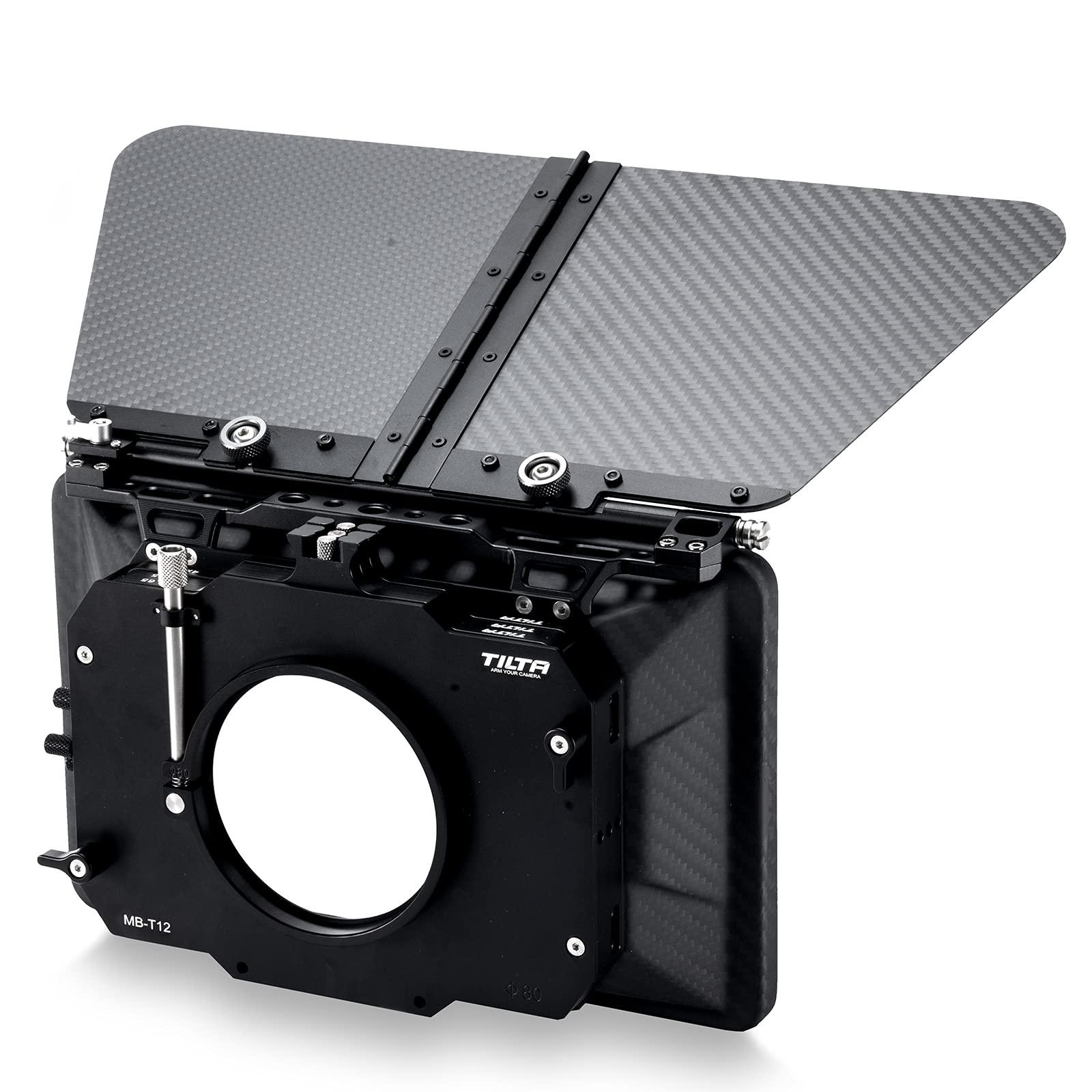 Tilta Matte Box For Studio Cinima Cameras, 3 Pcs 4X5.65 Filter Frame With 5 Lens Adapter Rings (134/114/110/95/80Mm) Carbon Fiber Top Flag 5 Pcs Front Matte 15Mm Rod Adapter Mb T12
