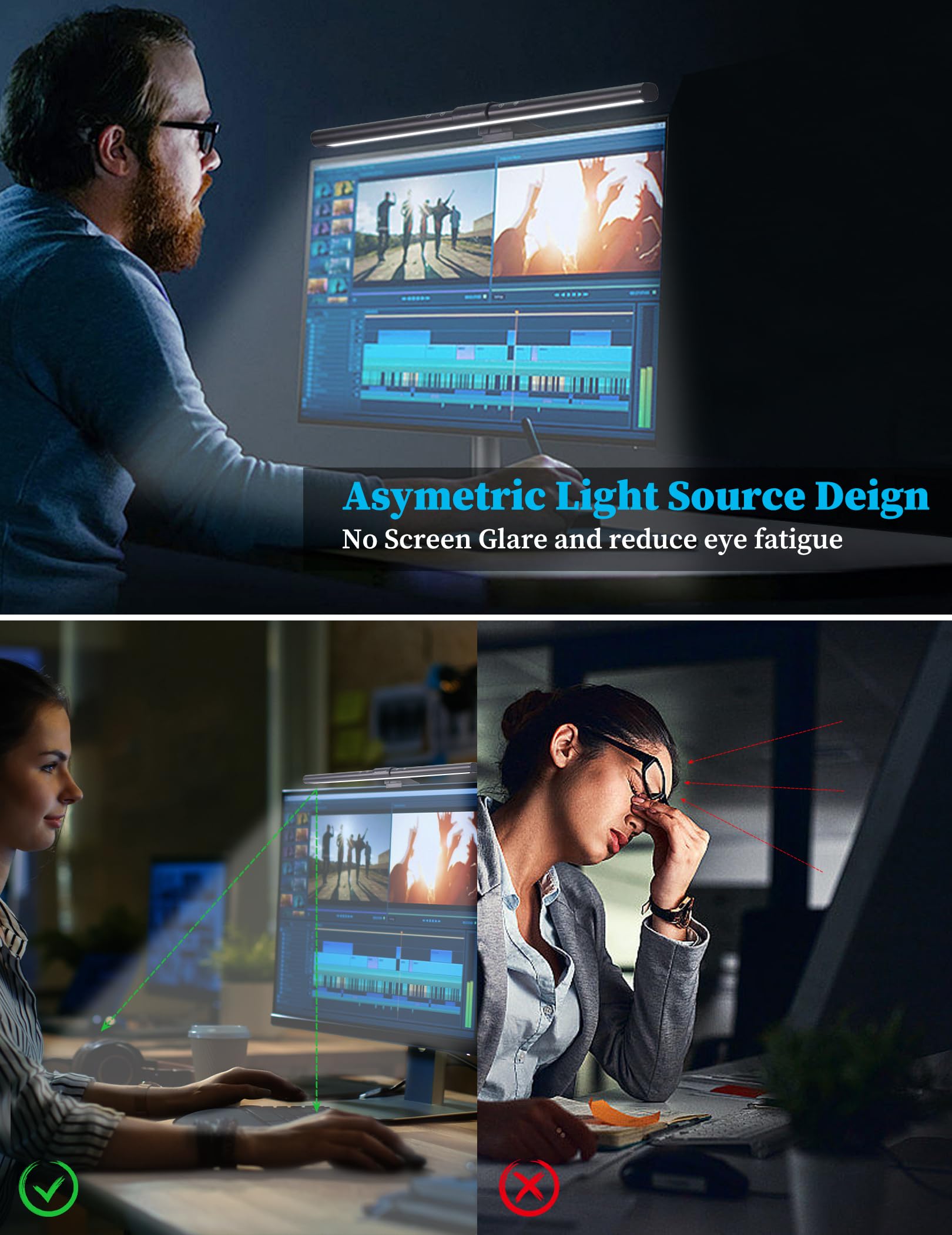 Computer Monitor Light Bar,E Reading Led Monitor Lights, Usb Powered Computer Monitor Lamp, Touch Control,No Screen Glare, Eye C