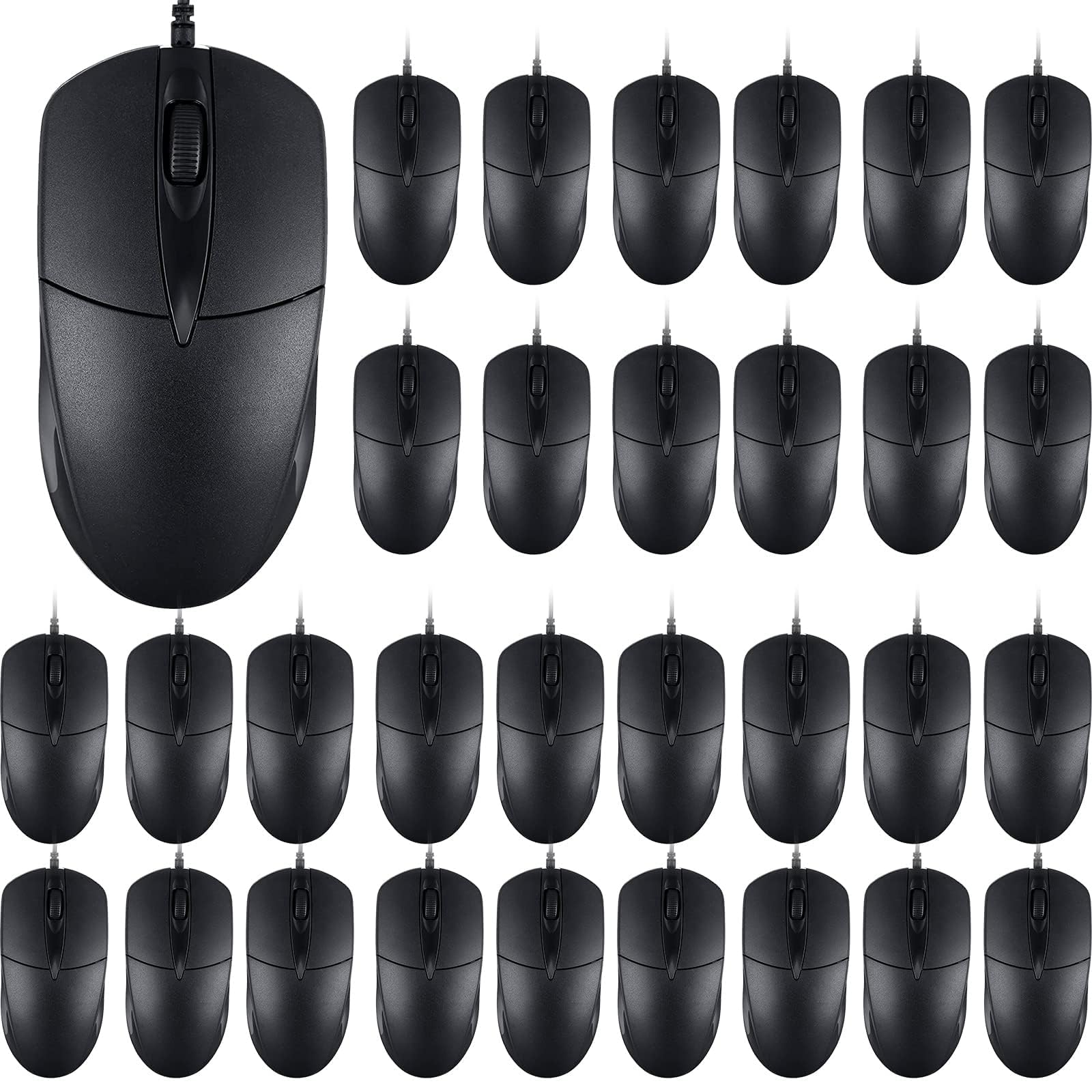 SUNYIWJIE 100 PCS Black Wired USB Computer Mouse Bulk  1000 DPI 3 Button Corded with Home Office Noiseless Simple for Laptop De
