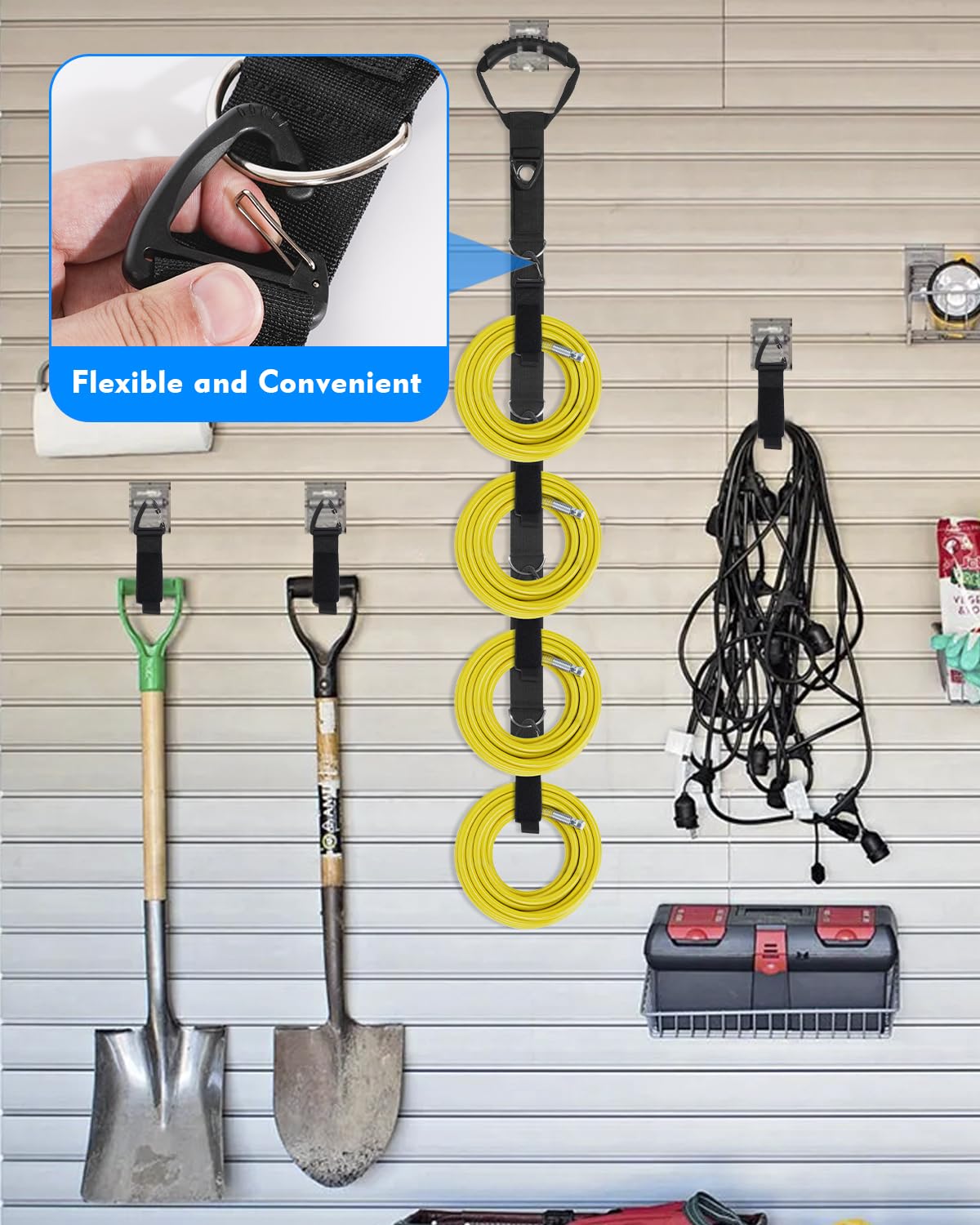 Extension Cord Organizer, Extension Cord Storage System With 4 Detachable Straps, Garage, Shed, And Garden Cord Holder For Hangi