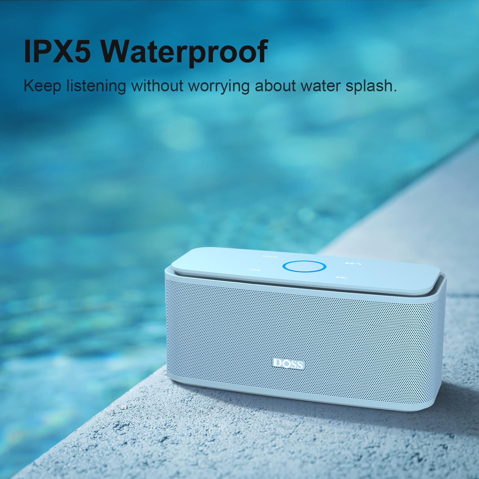 Doss Bluetooth Speaker, Soundbox Touch Portable Wireless Speaker With 12W Hd Sound And Bass, Ipx5 Water Resistant, 20H Playtime,