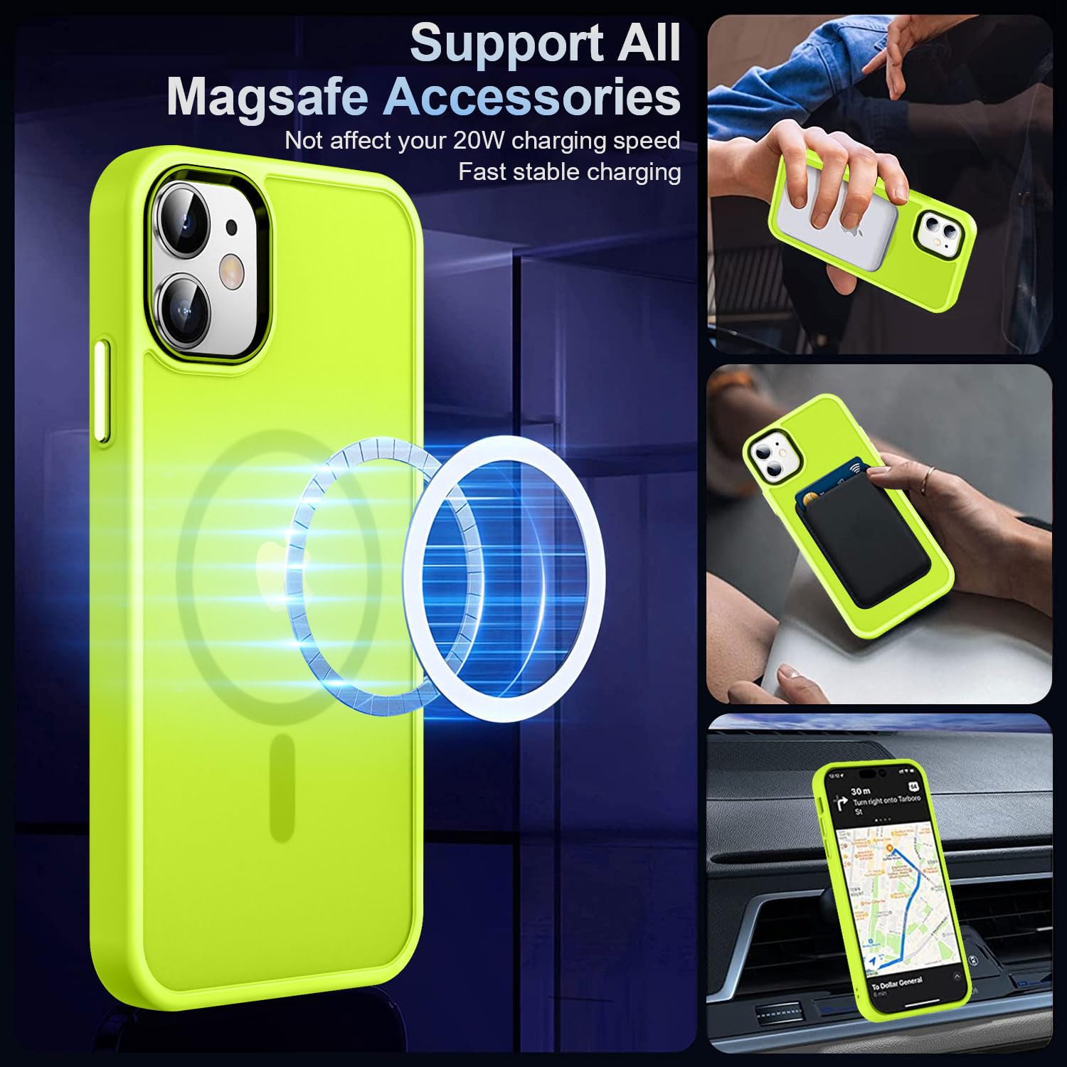 Mocca Strong Magnetic For Iphone 11 Phone Case,[Compatible With Magsafe][Glass Screen Protector+Camera Lens Protector] Slim Thin