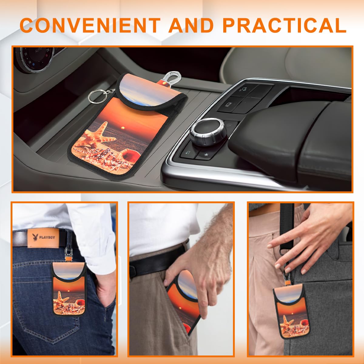 Tildosac 2 Pack Lightweight Faraday Key Fob Protector,Signal Blocking Rfid Key Fob For Car - Orange