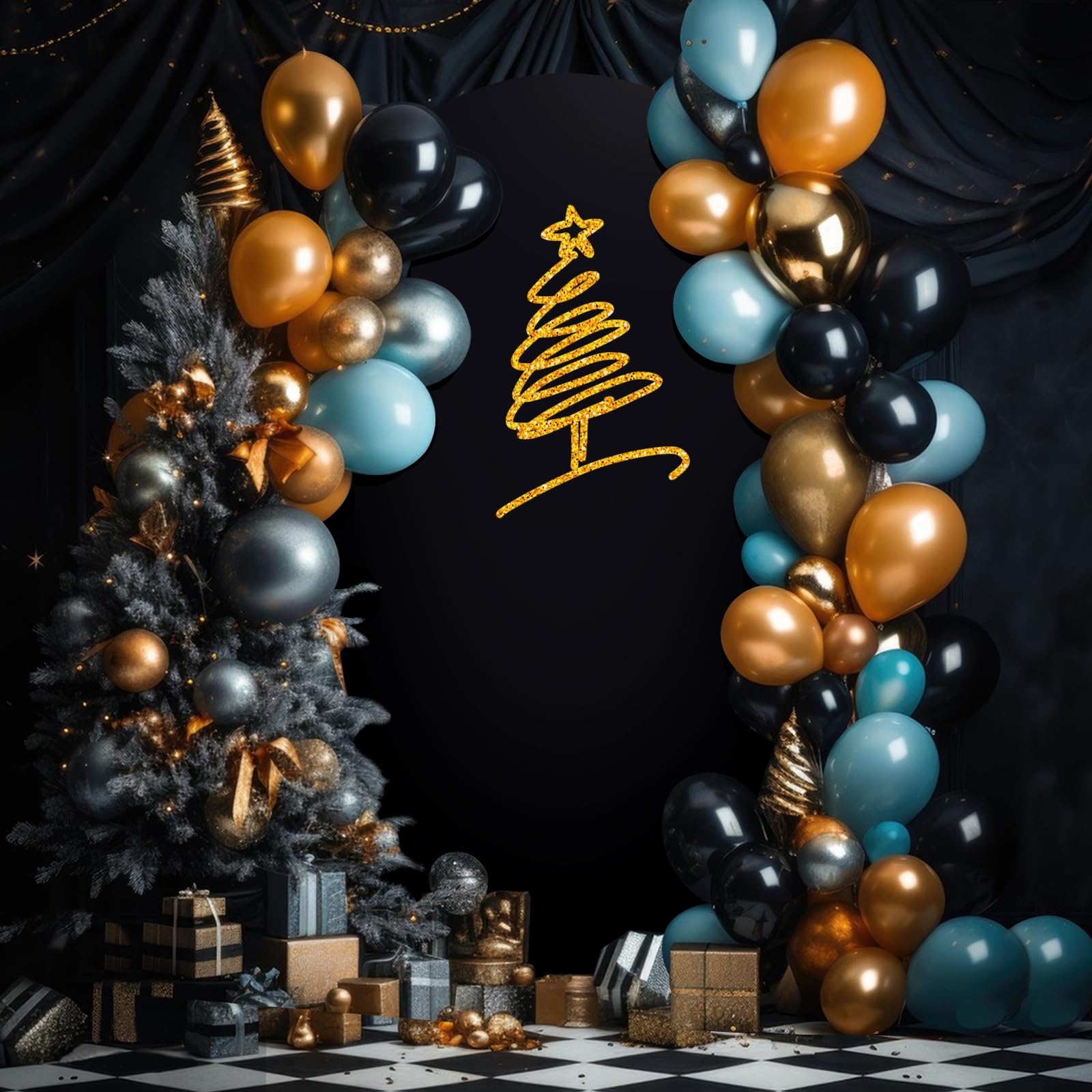 Babenest 5Ft Black Wedding Arch Cover, Spandex Fitted Arch Backdrop Cover For Photography, Round Top Chiara Stand Cover For Part