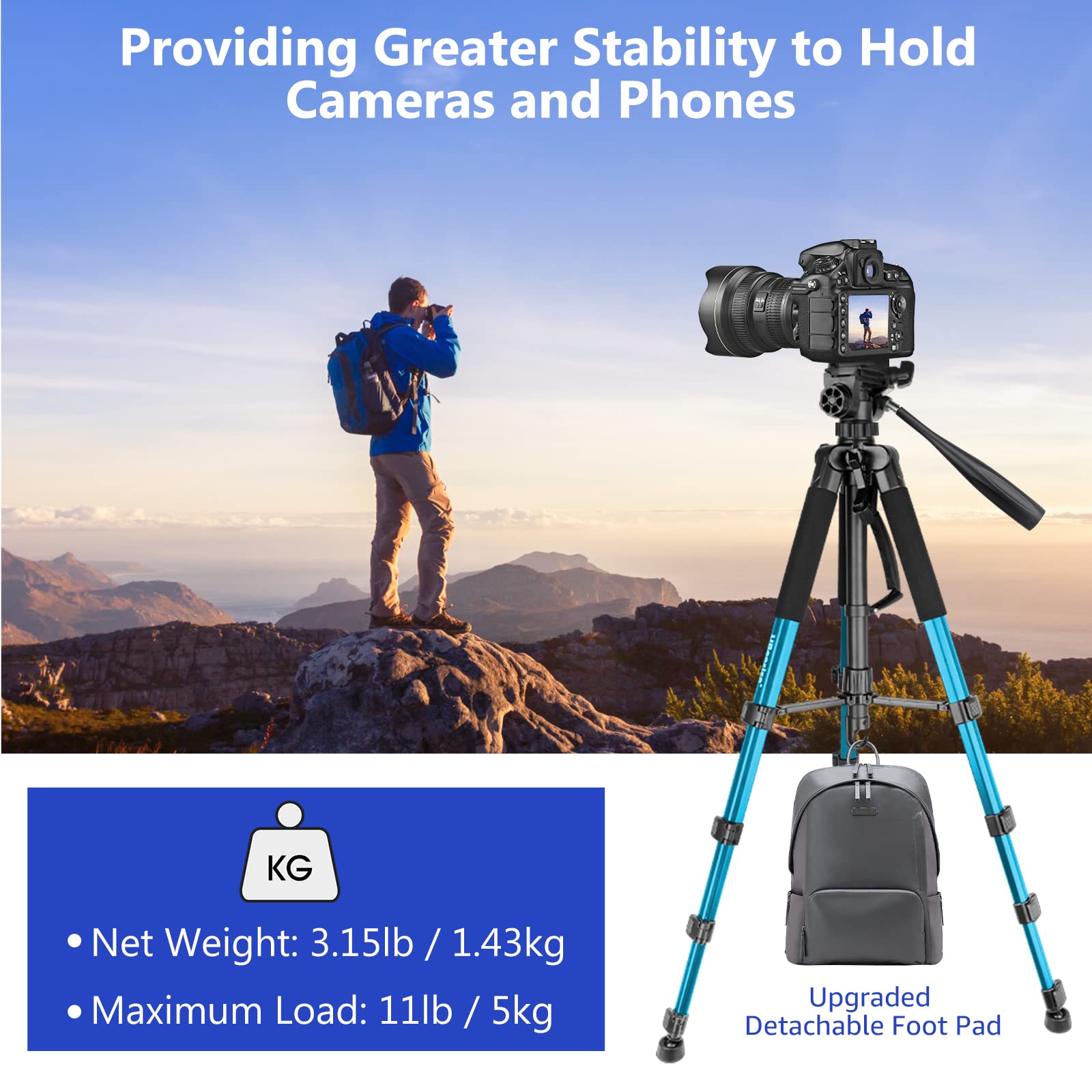 Aureday 74 Camera Tripod With Travel Bag,Cell Phone Tripod With Wireless Remote And Phone Holder, Compatible With Dslr Cameras,C