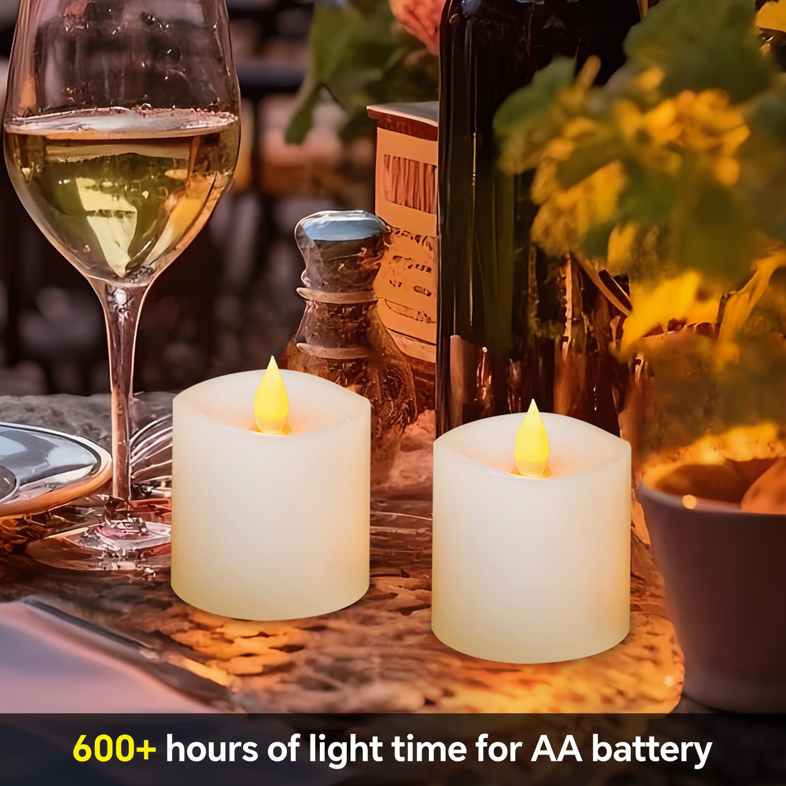 Milysoek 3X3 Flickering Flameless Candles Set Of 2, Led Candles,Battery Candles Flickering, 3 Inch Flameless Candles With Remote