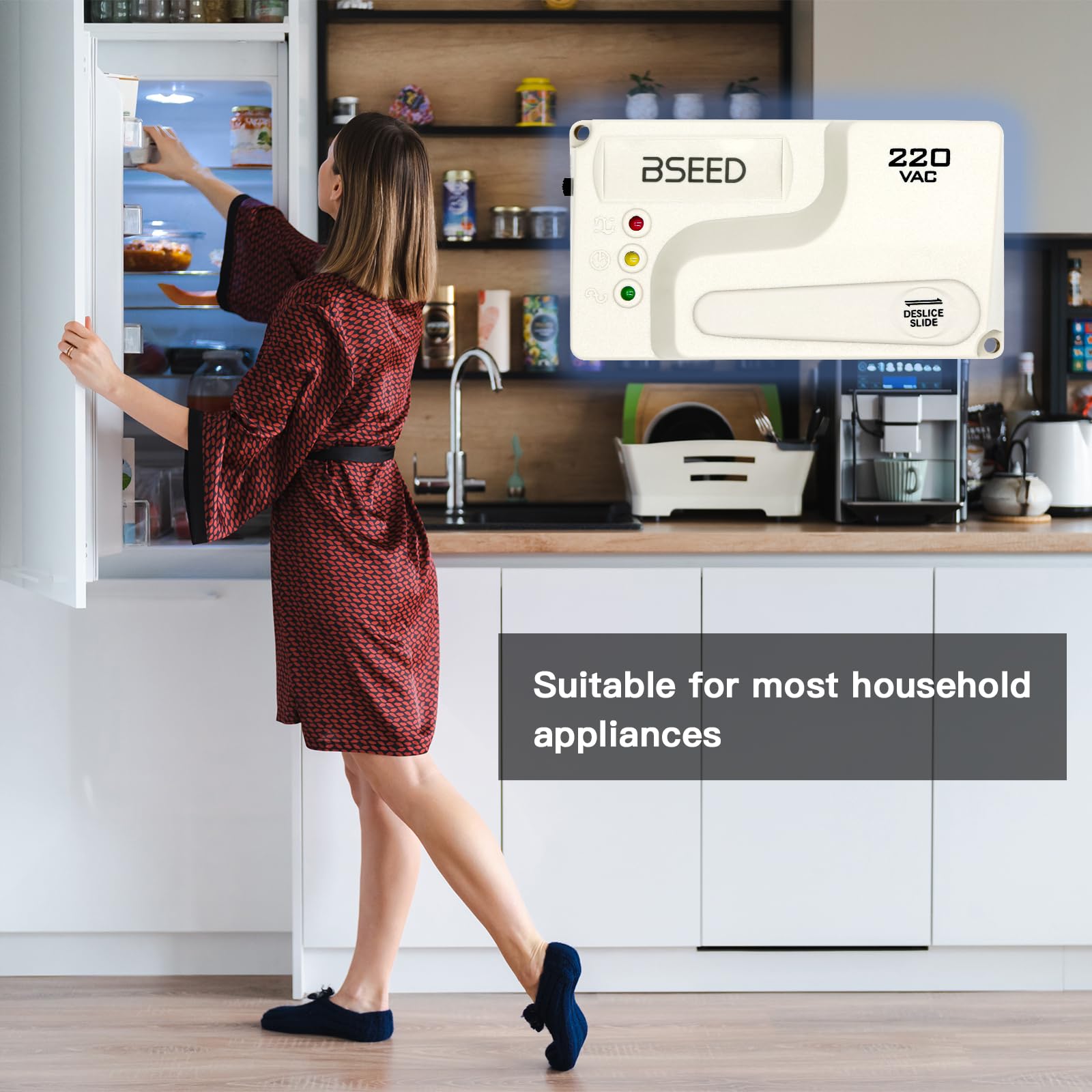 Bseed Wiring Surge Protector, Adjustable Voltage,Power Suppressor Protector With Protected Light Indicators For Refrigerator/Tv/