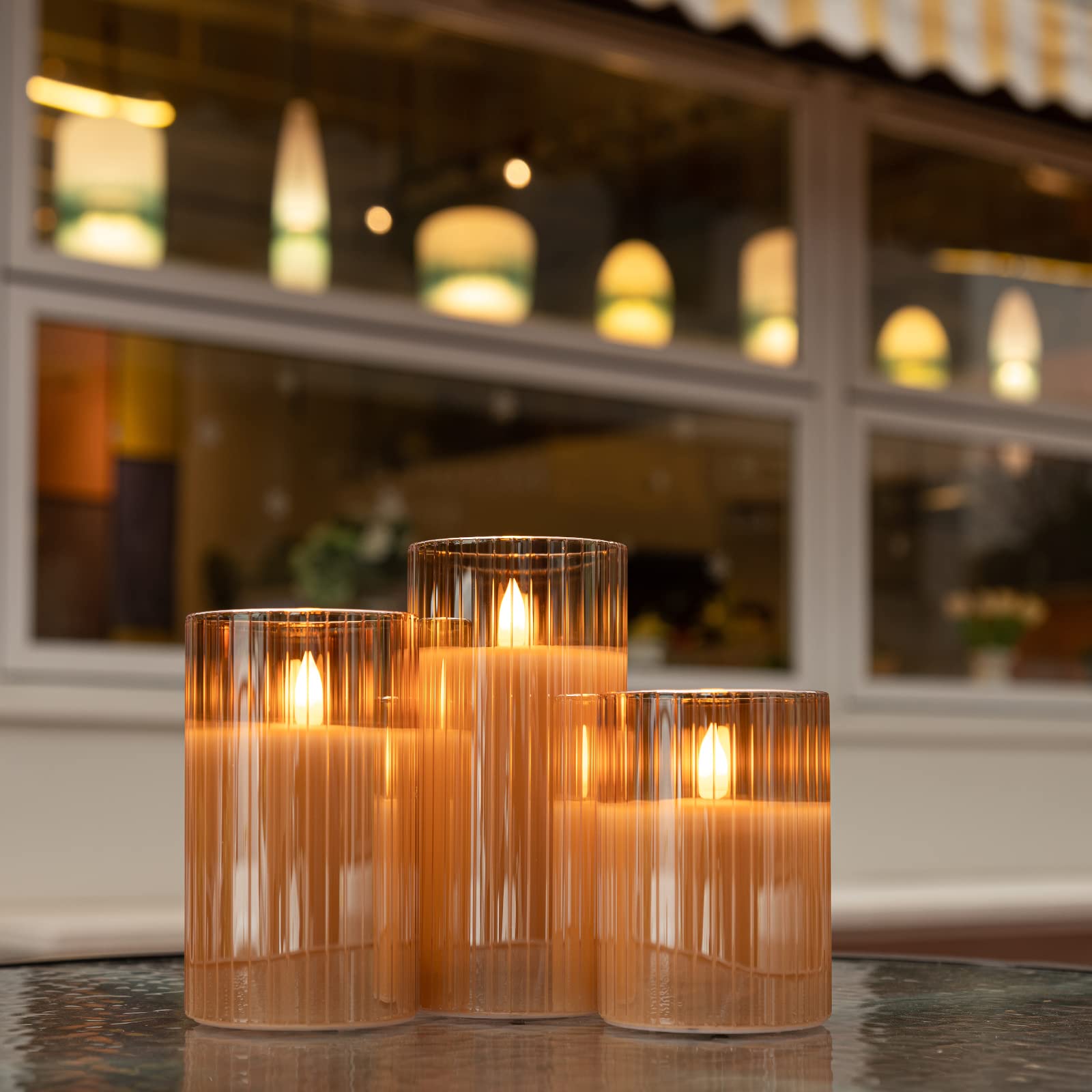 Angelloong Glass Led Flameless Candles Battery Operated With Remote Control, Flickering Candles With Timer, Electric Gold Candle