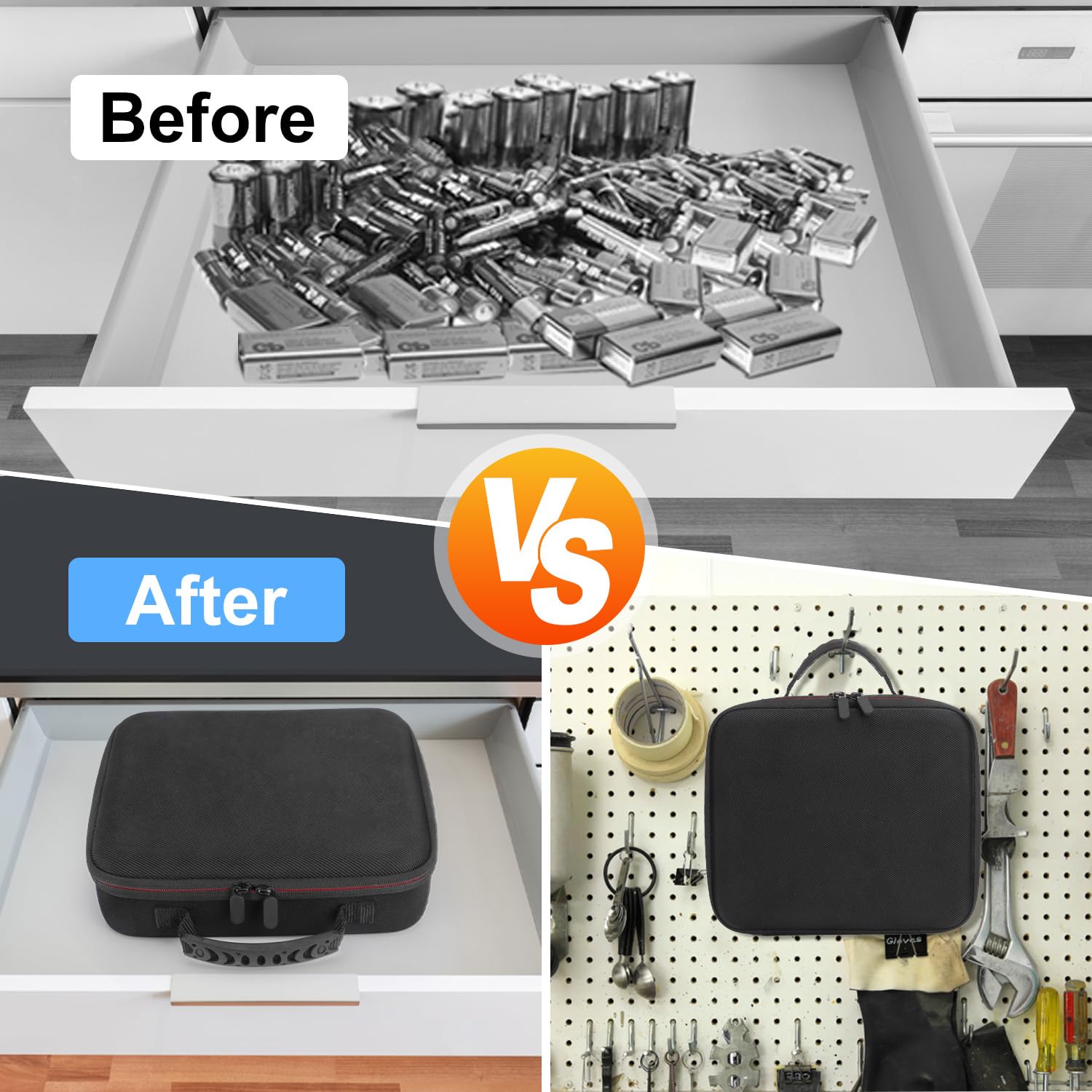 Battery Holder Organizer Storage Case With Tester   Bt168,Holds 140+ Batteries Waterproof Carrying Battery Case Bag For Aa Aaa C