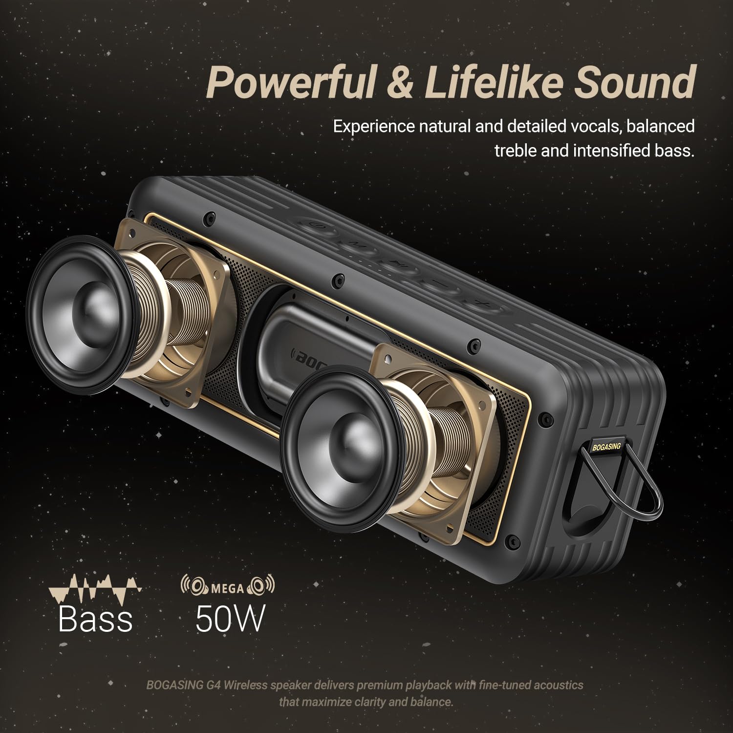 Bogasing G4 Bluetooth Speaker, Portable Wireless Speakers, 50W Stunning & Balanced Sound With Rich Bass, 24H Playtime, Ipx7 Wate