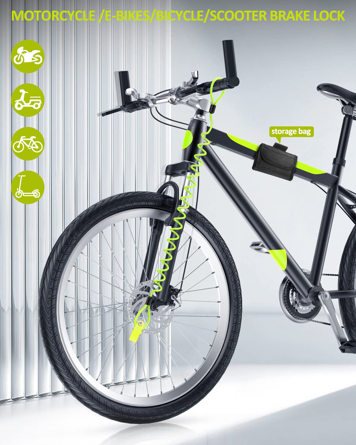 Onvian Motorcycle Disc Brake Lock With 110Db Alarm, Waterproof Motorcycle Locks Anti Theft For 6.7Mm Motorcycle Brake Helmet Sco