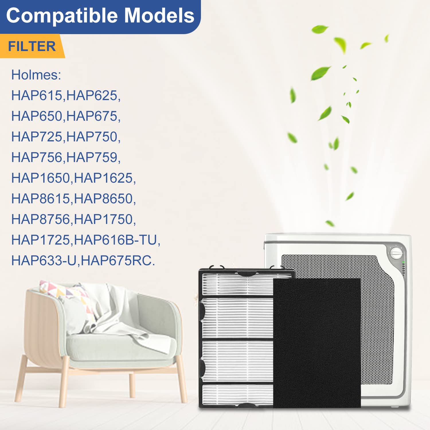 Hapf600 Filter Replacement For Holmes Hapf600 Air Puri Fier, 4 Filter + Carbon Pre Filters, Part#Hapf600 Hapf600D Hapf600D U2 Ha