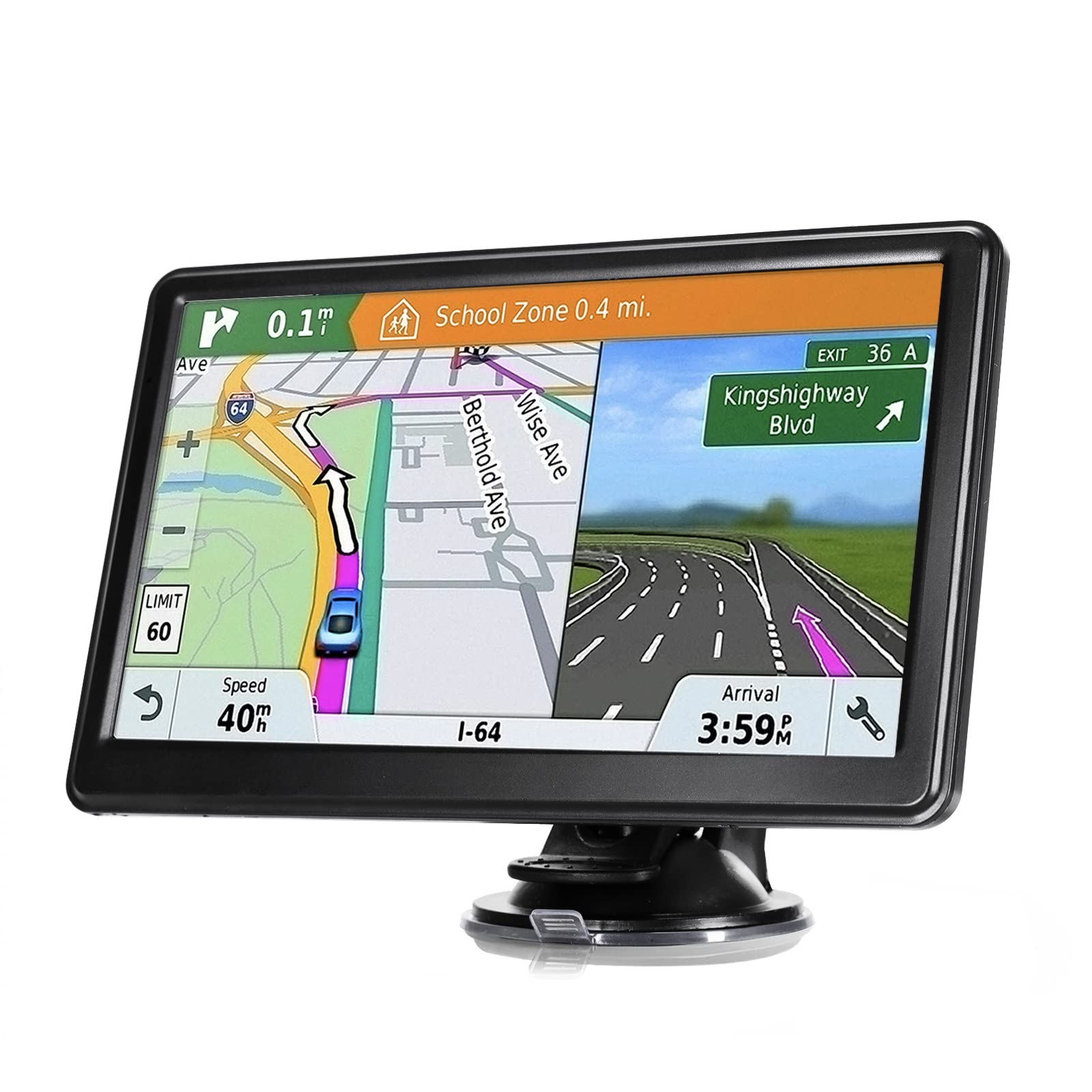 Gps Navigation For Car, 2024 Map 7 Inch Touch Screen Car Gps 256 8Gb, Voice Turn Direction Guidance, Support Speed And Red Light