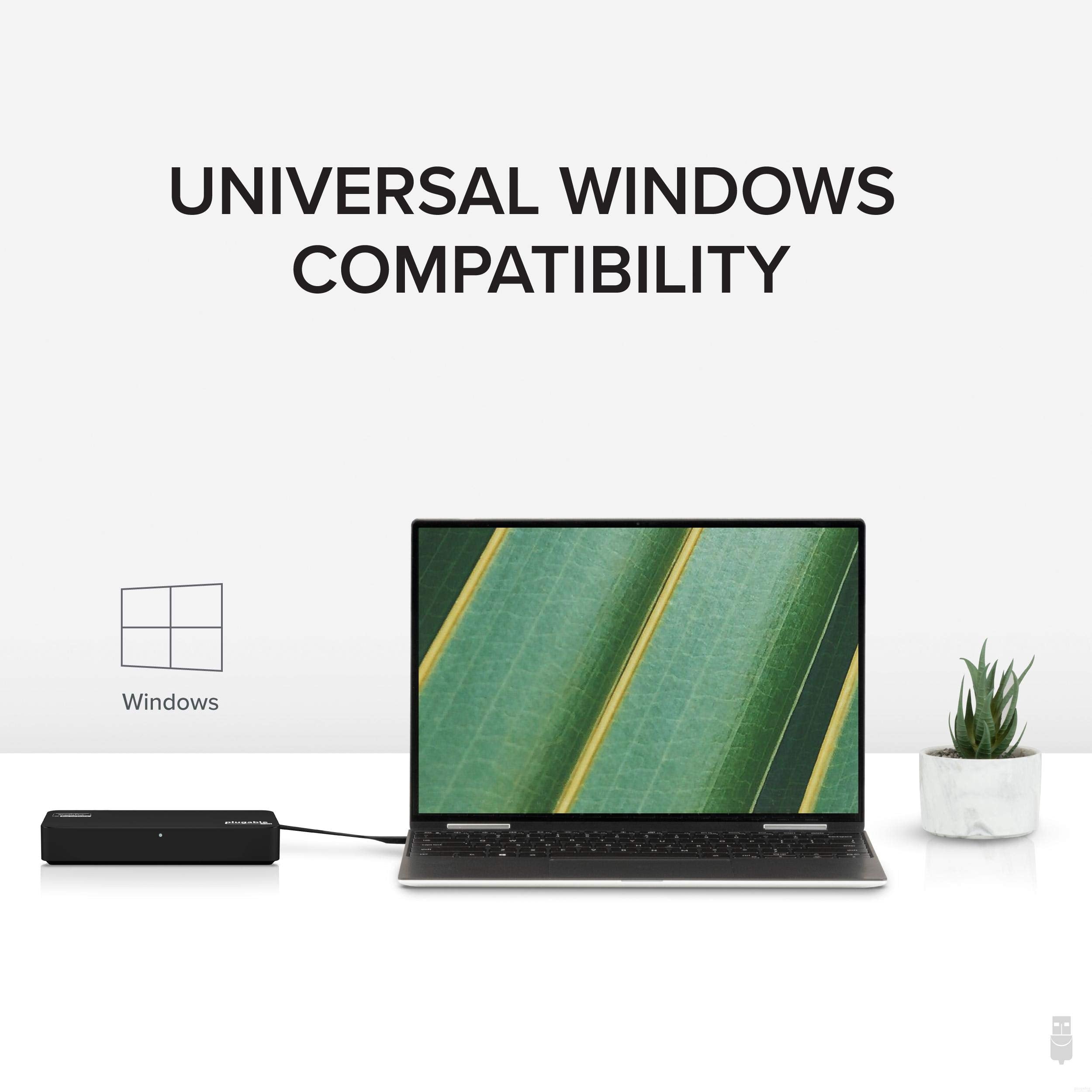 Plugable 4K Displayport And Hdmi Dual Monitor Adapter For Usb 3.0 And Usb C, Compatible With Windows And Chromeos