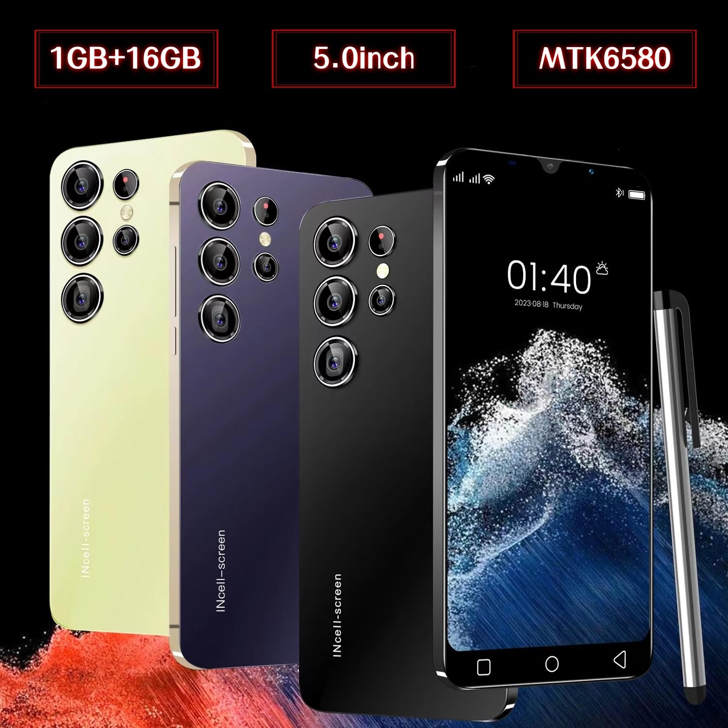 TryFirst 5.0 Dual SIM Mobile Phone, Purple, Quad Core, 16GB ROM (Expandable to 128GB), WiFi/Bluetooth/FM, Face Unlock